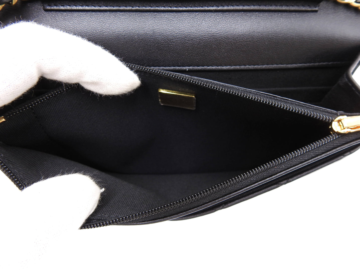 CHANEL CC Matelasse Casino Wallet On Chain Shoulder Bag Lambskin Black