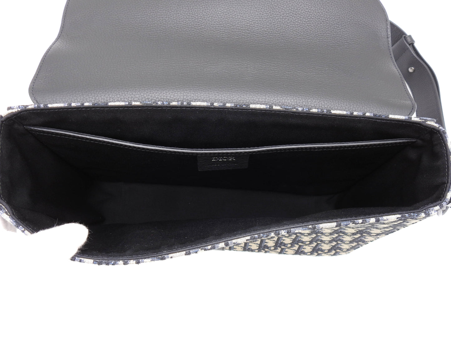Christian Dior Saddle Messenger Shoulder Bag Oblique Jacquard Canvas Navy