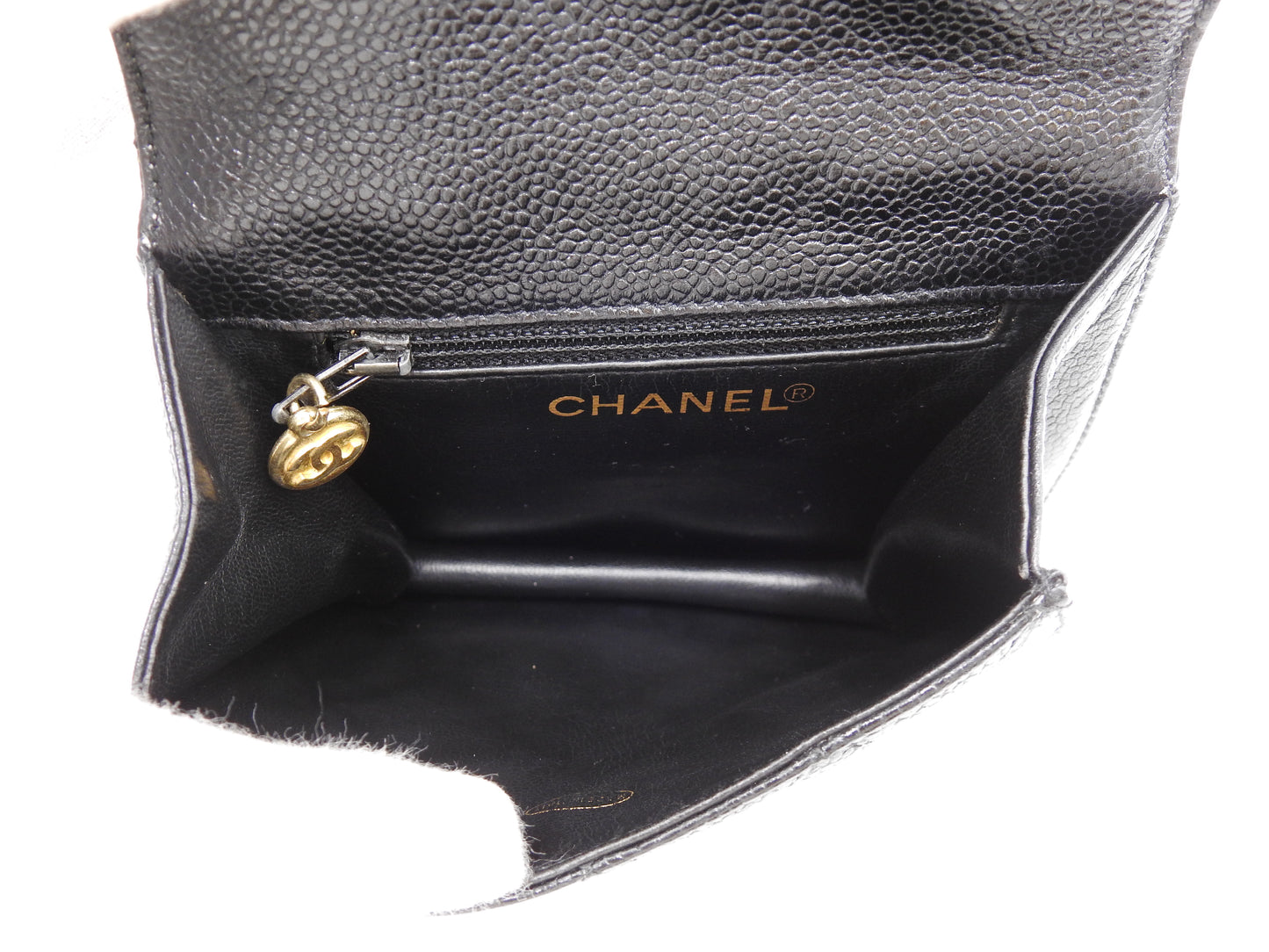 CHANEL CC Matelasse Waist Belt Bag Caviarskin Leather Black Gold Hardware