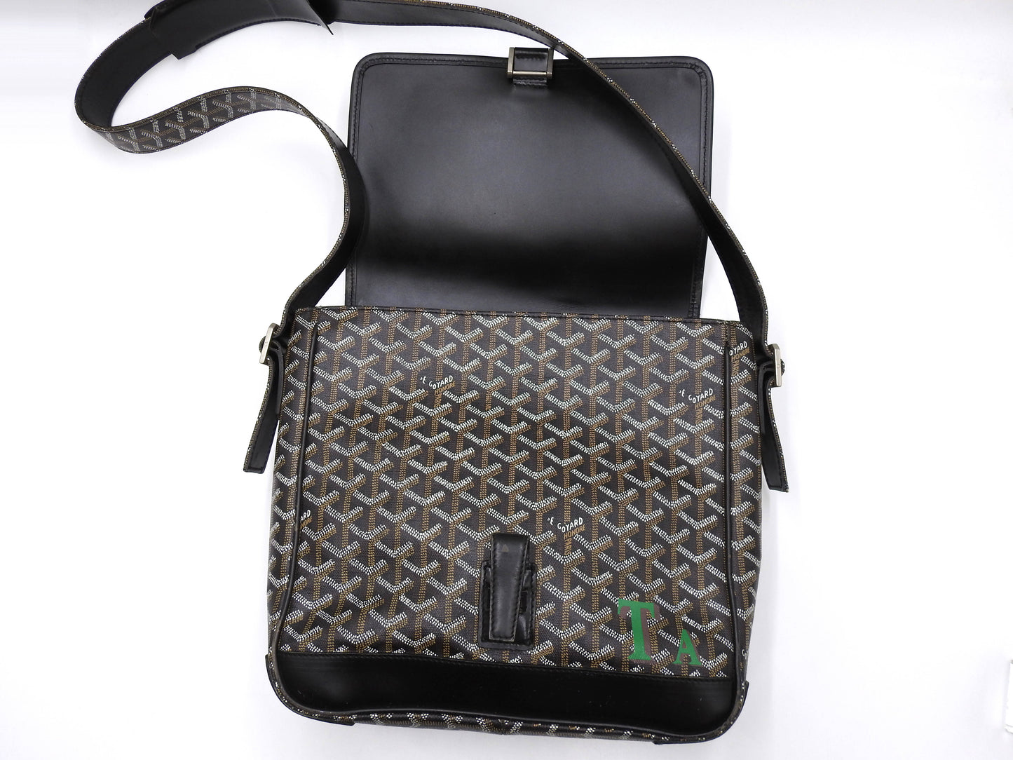 GOYARD Goyardine Grand Bleu MM Shoulder Bag PVC Canvas Leather Black Y-1802