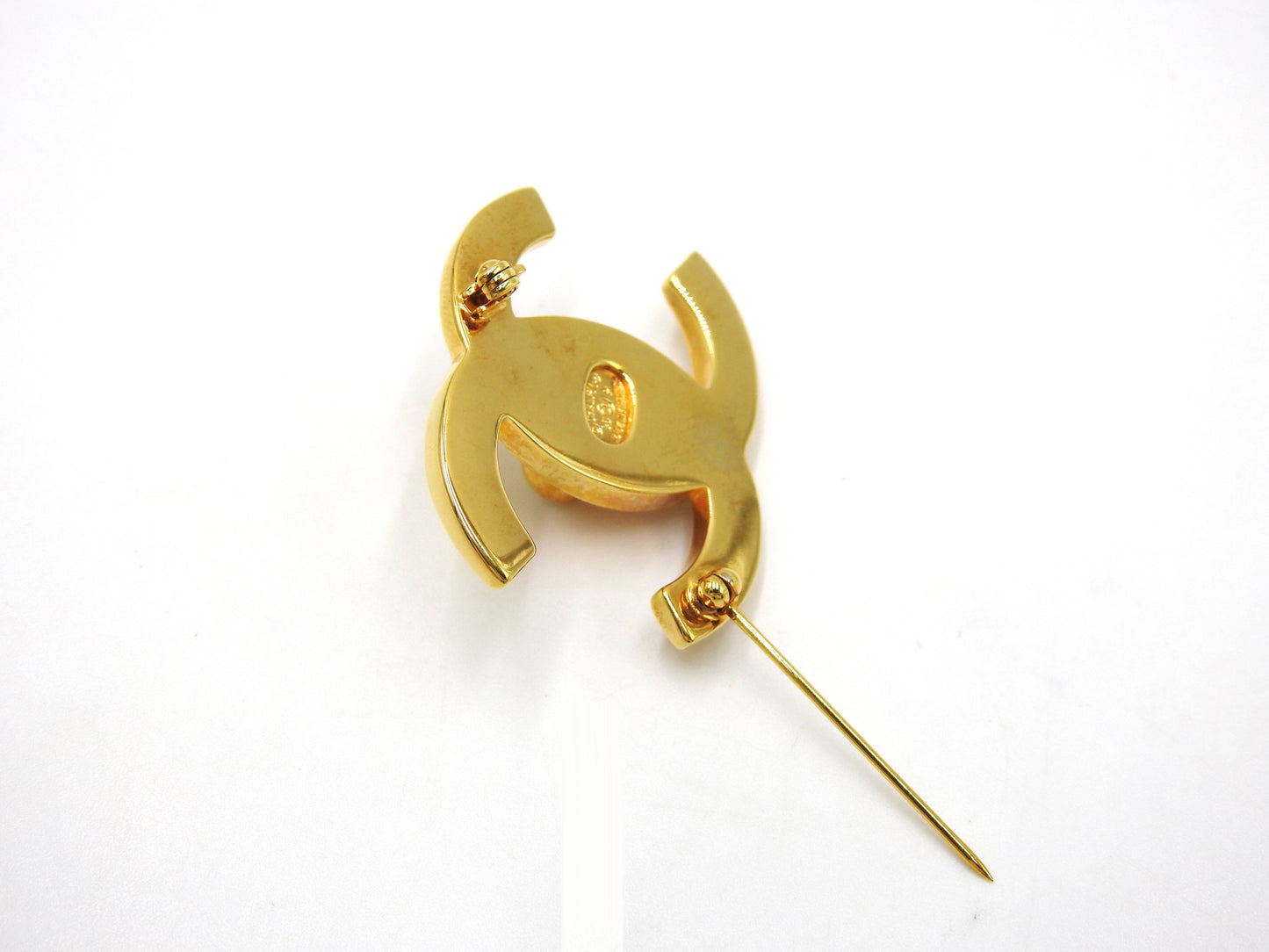 Chanel CC Turnlock Motif Brooch GP Gold Plated 96P