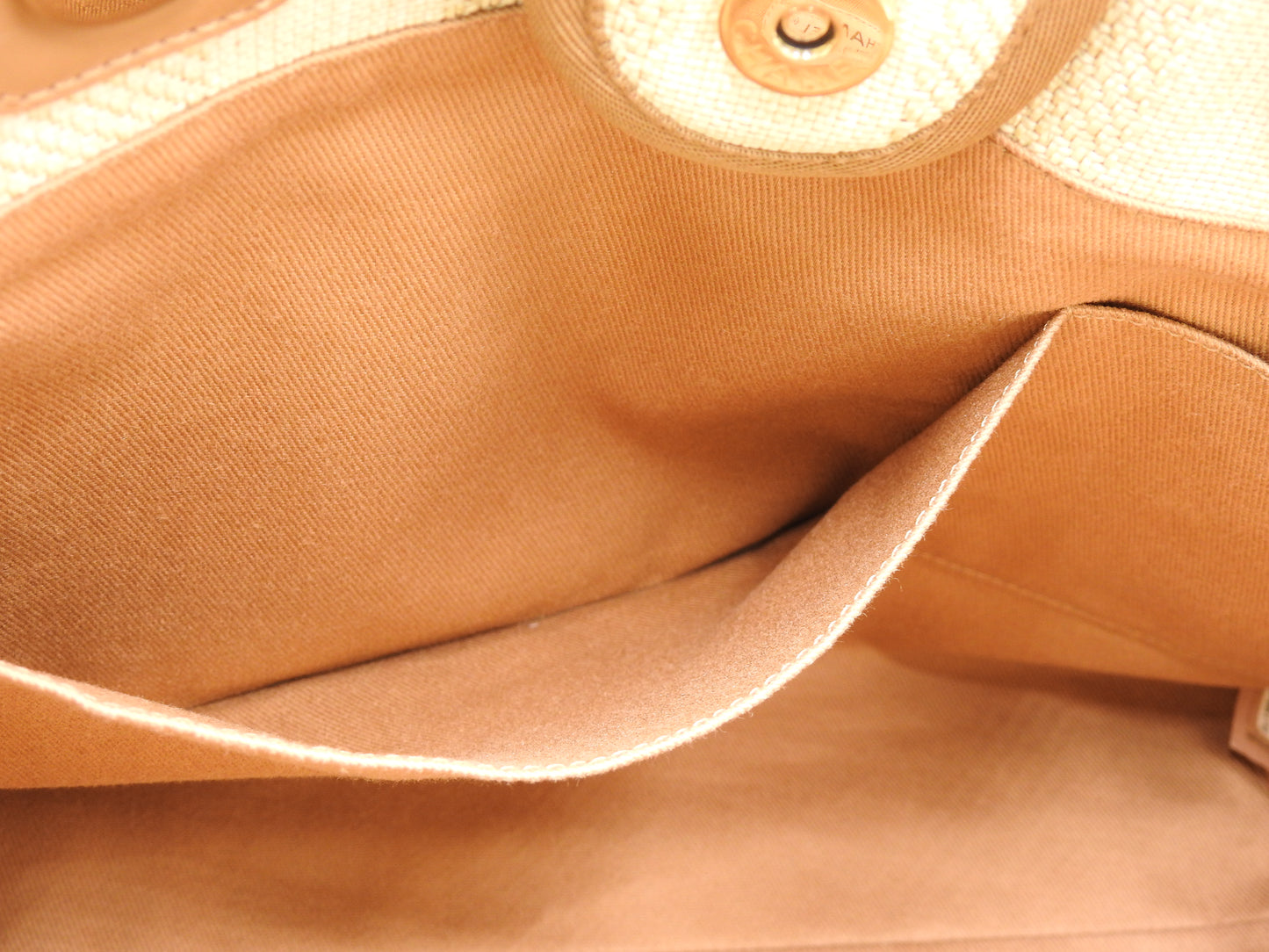 CHANEL Deauville MM Chain Tote Shoulder Bag Straw Canvas Beige Brown A67001