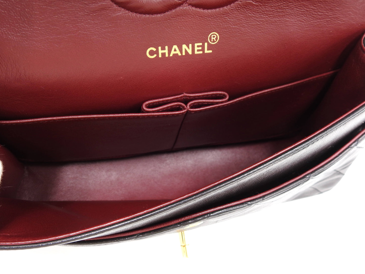 CHANEL Matelasse 25 Double Flap Chain Shoulder Bag Lambskin Black A01112