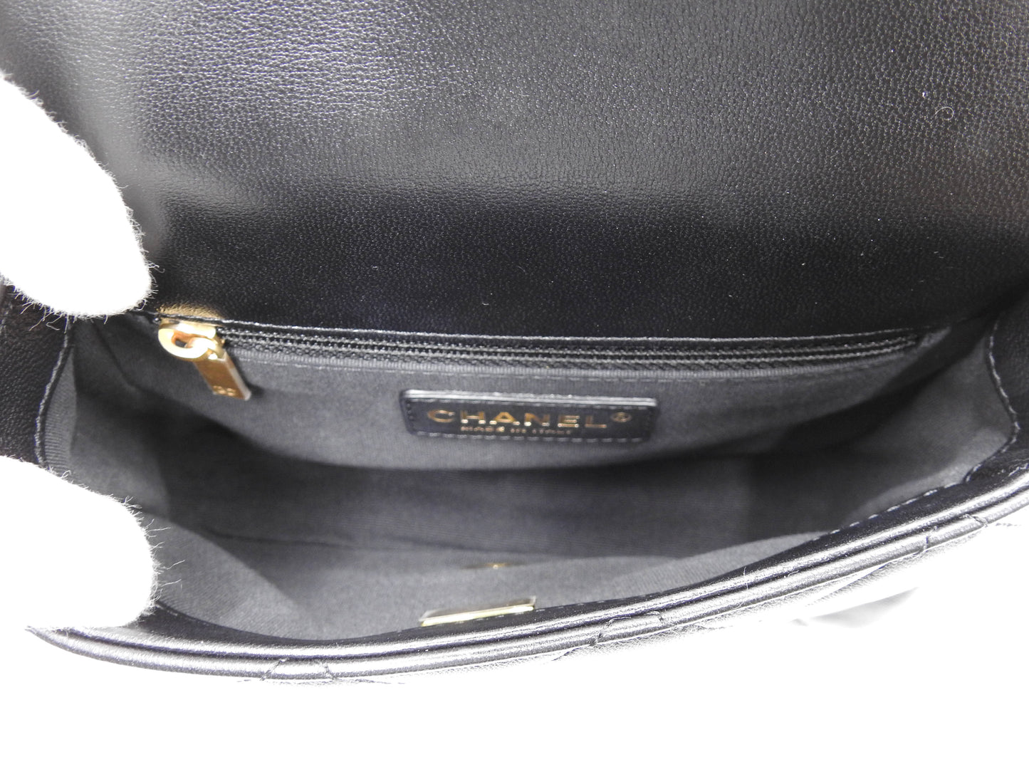 Chanel Mini Matelasse Flap Chain Shoulder Bag Lambskin Black Gold Hardware