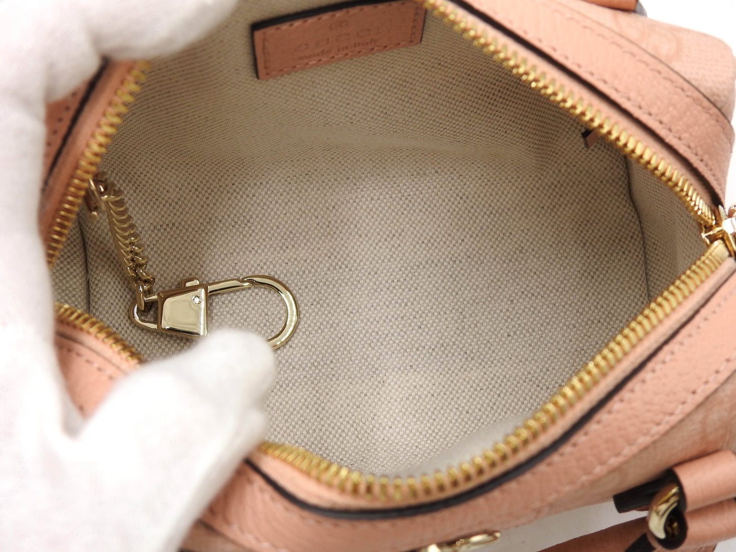 GUCCI GG Ophidia Supreme 2way Shoulder Boston Hand Bag Leather Pink 781490