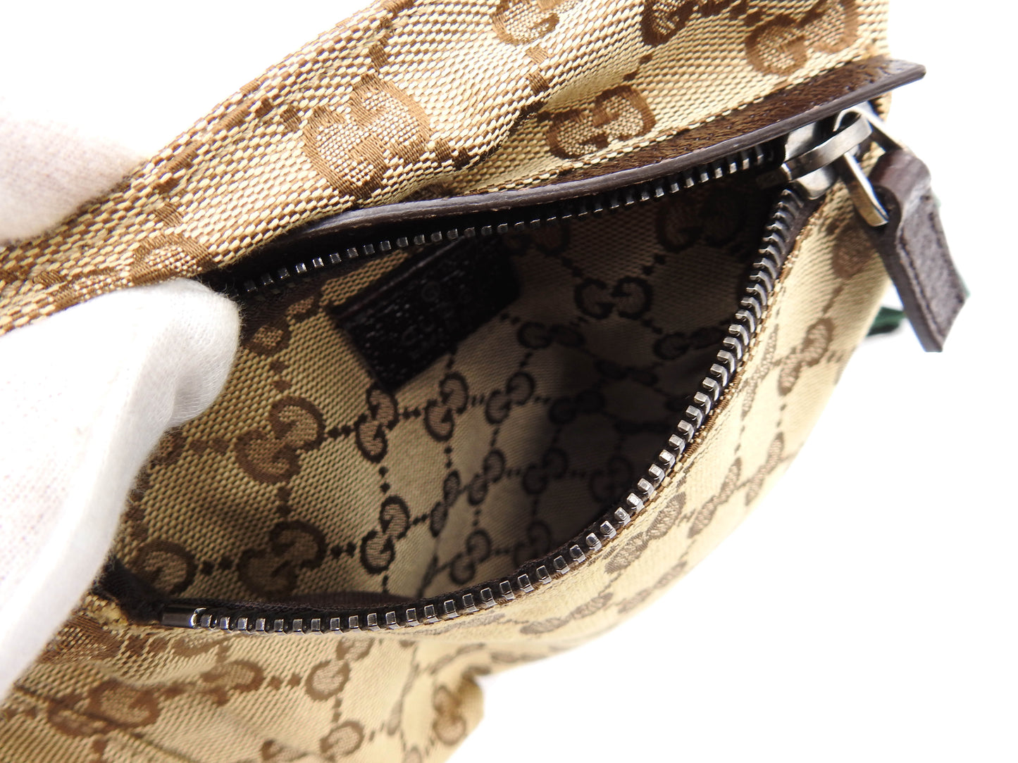 GUCCI GG Canvas Web Waist Body Belt Bag Leather Beige Brown 28566