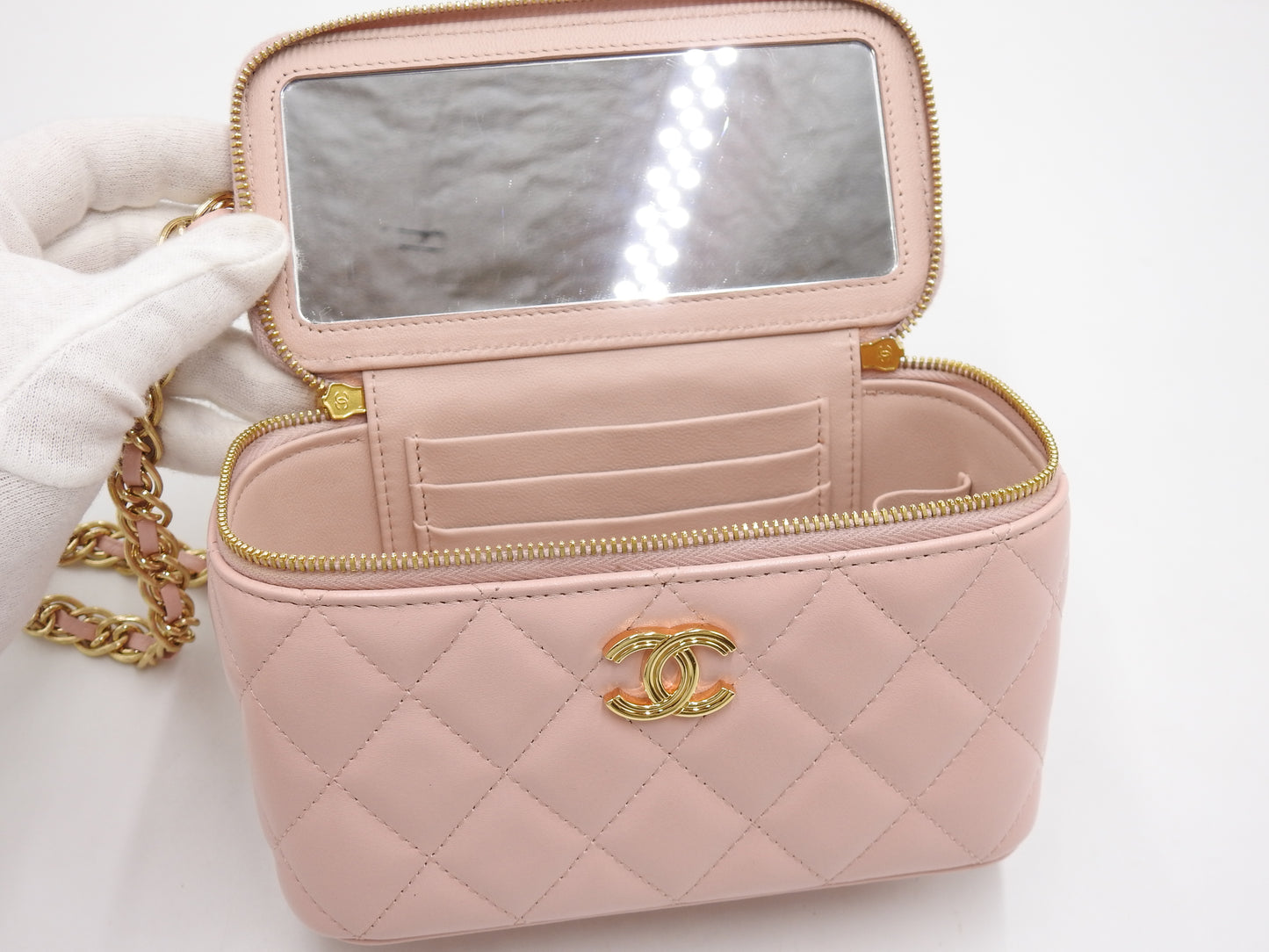 CHANEL CC Matelasse Top Handle 2way Small Chain Vanity Bag Lambskin Pink
