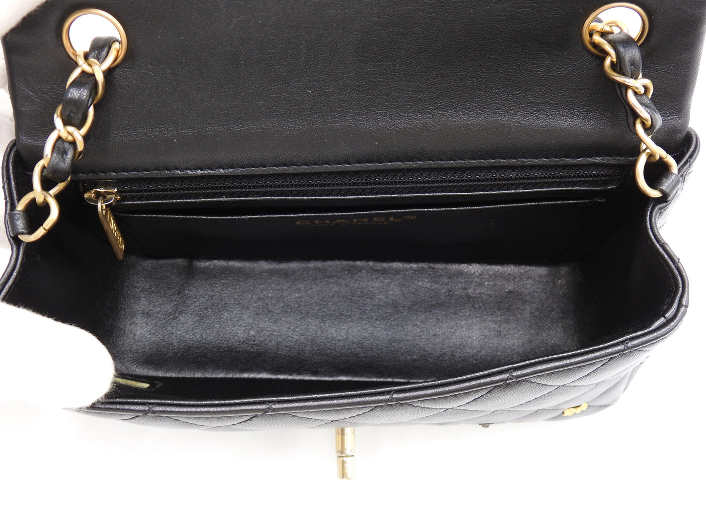 CHANEL Matelasse Mini Rectangular Flap Chain Shoulder Bag Lambskin Black