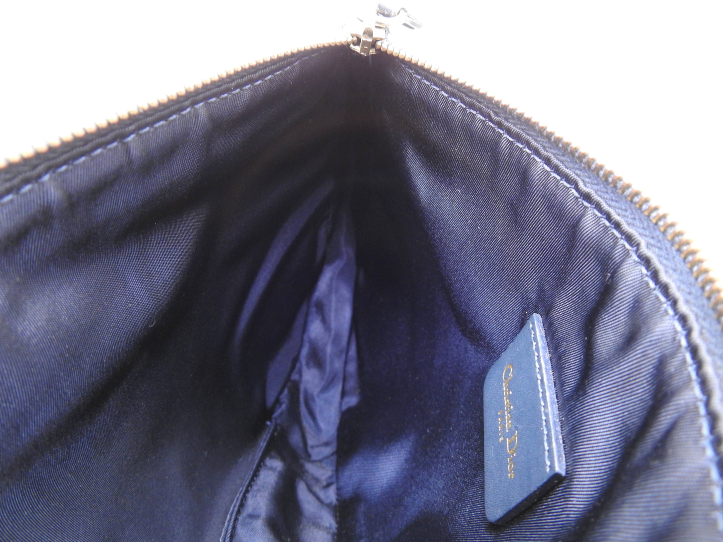 Christian Dior Trotter Saddle Pouch Shoulder Hand Bag Canvas Leather Navy