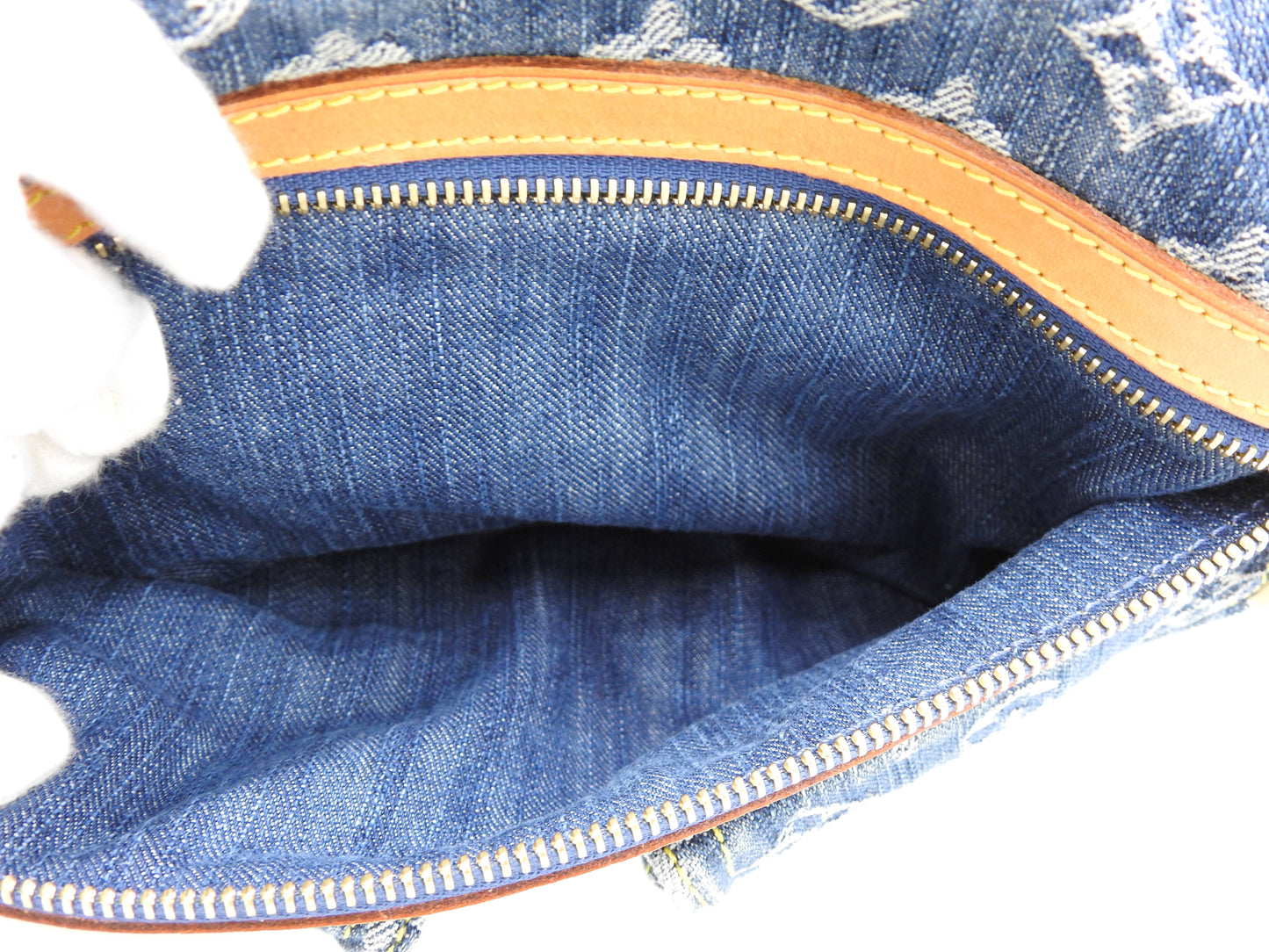 LOUIS VUITTON Baggy PM Monogram Denim Hand Bag Shoulder Bag Blue M95049