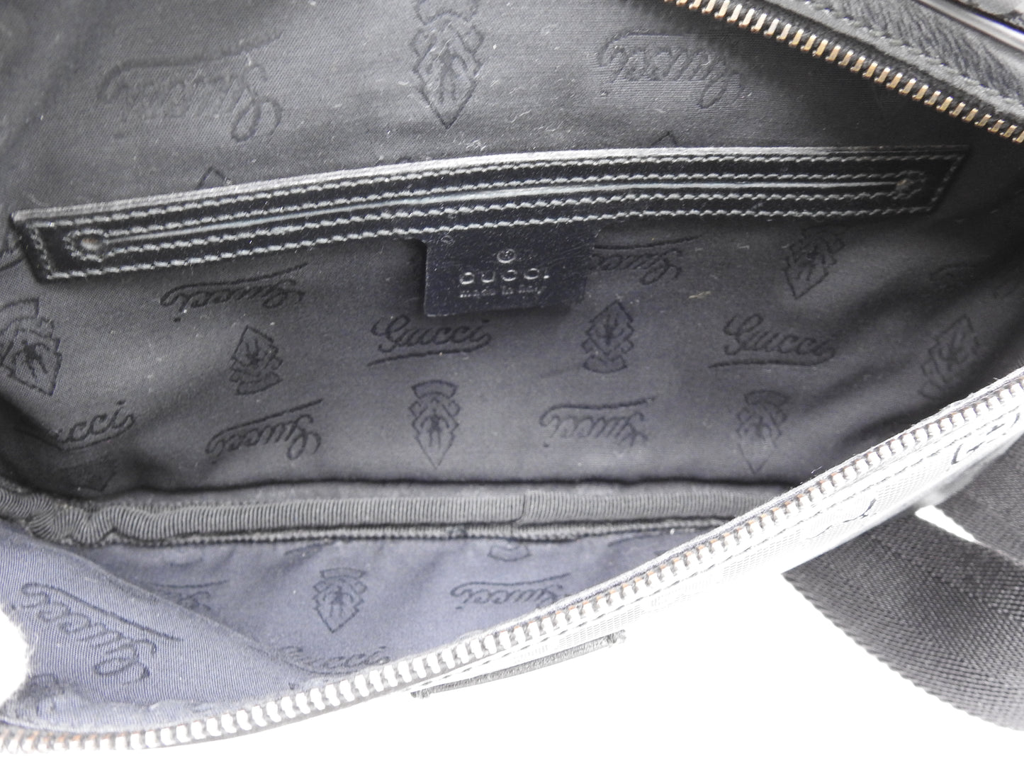 GUCCI GG Impreme Waist Body Belt Bag PVC Leather Black Silver 233269