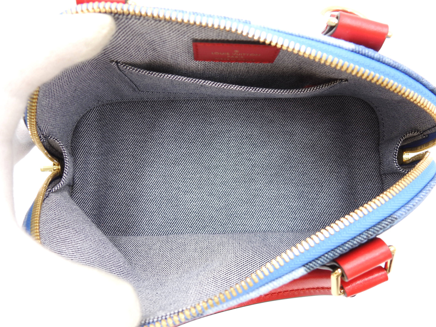 LOUIS VUITTON Monogram Denim Alma BB Shoulder Hand Bag Blue Red M45042