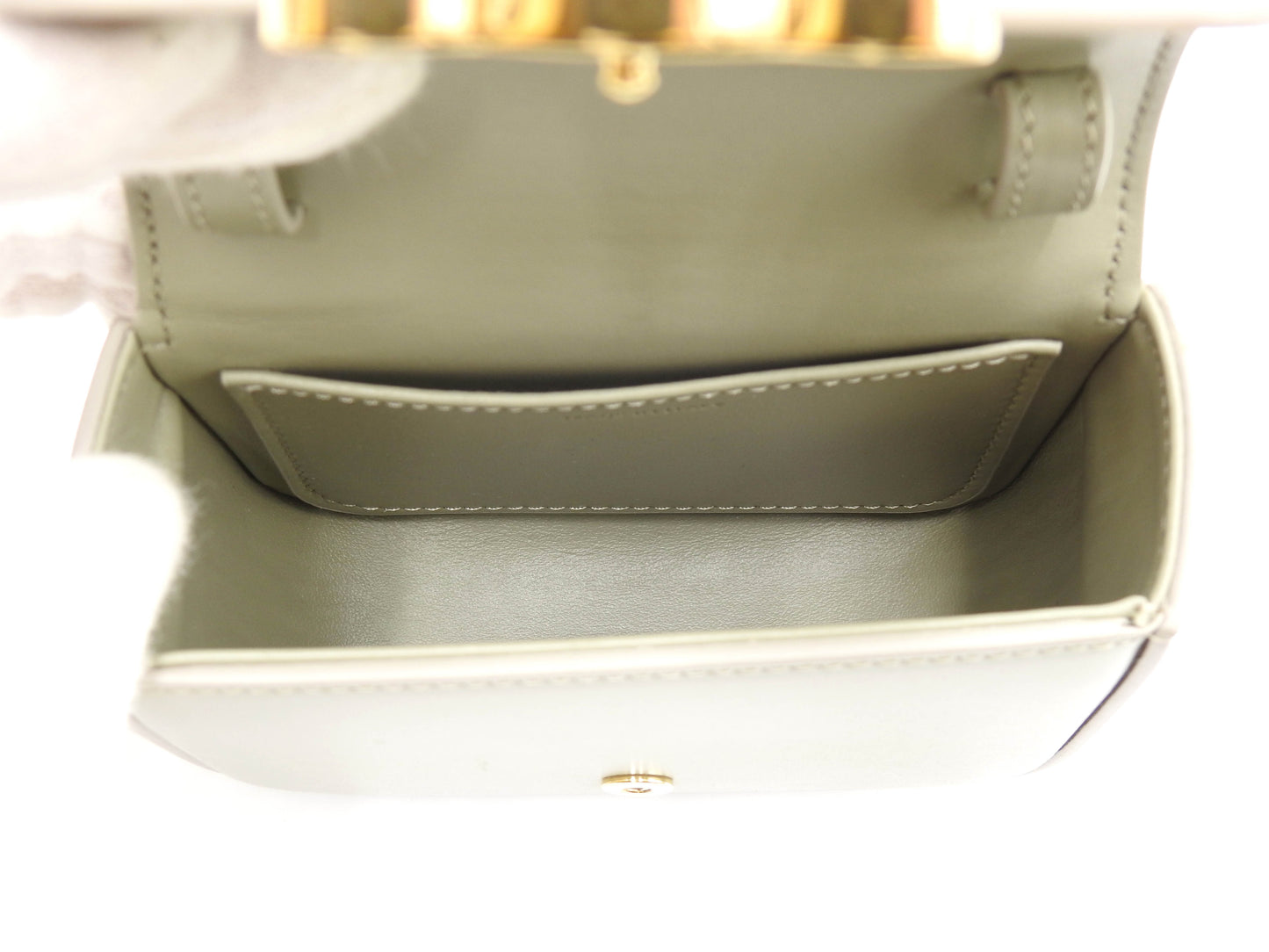 CELINE Mini Claude Triomphe Shoulder Bag Shiny Calfskin Green 10I513DPV