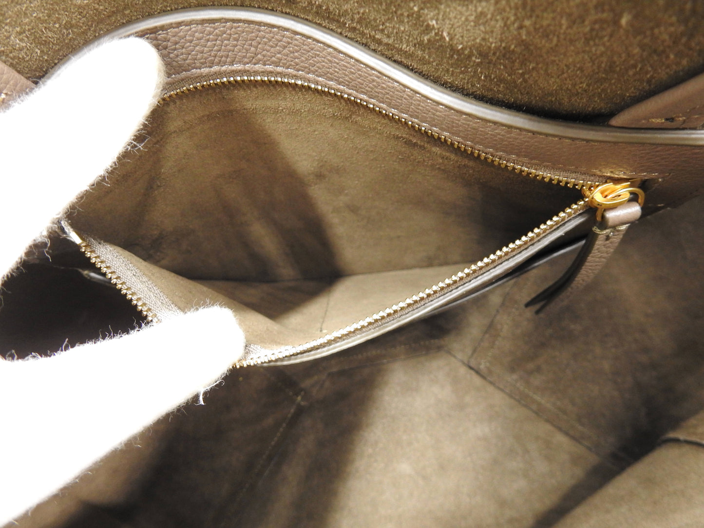 CELINE Cabas Phantom Small Tote Shoulder Bag Calf Leather Gray 189023
