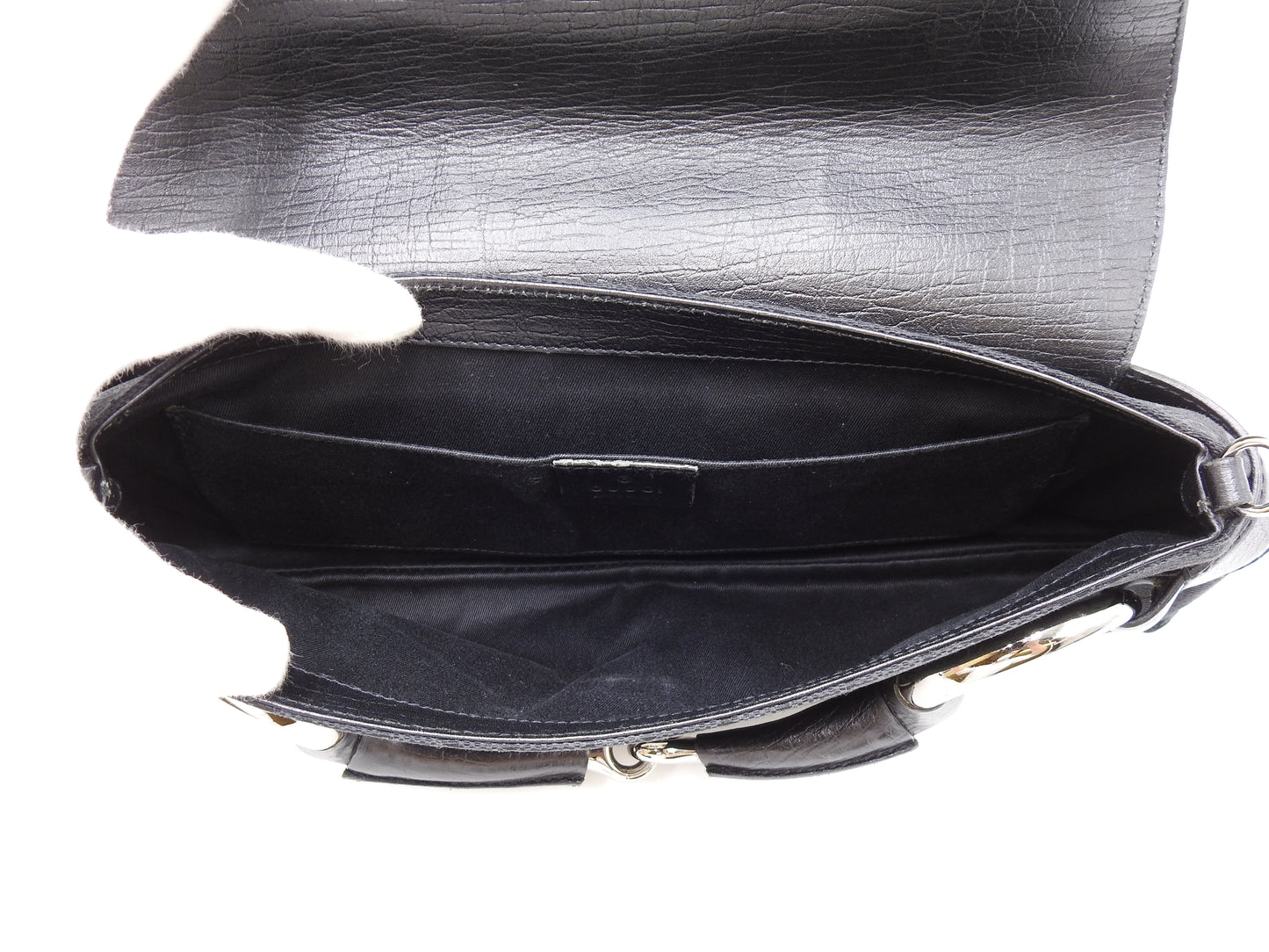 GUCCI GG Canvas Horsebit 2way Chain Clutch Hand Bag Leather Black 120134