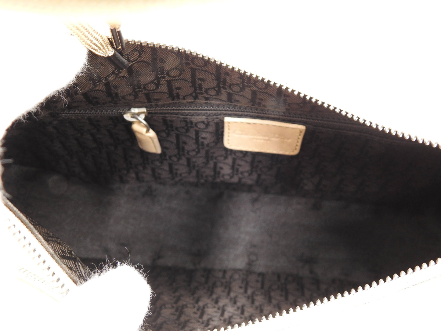 Christian Dior Admit It Lace-Up Hobo One Shoulder Bag Suede Leather Beige
