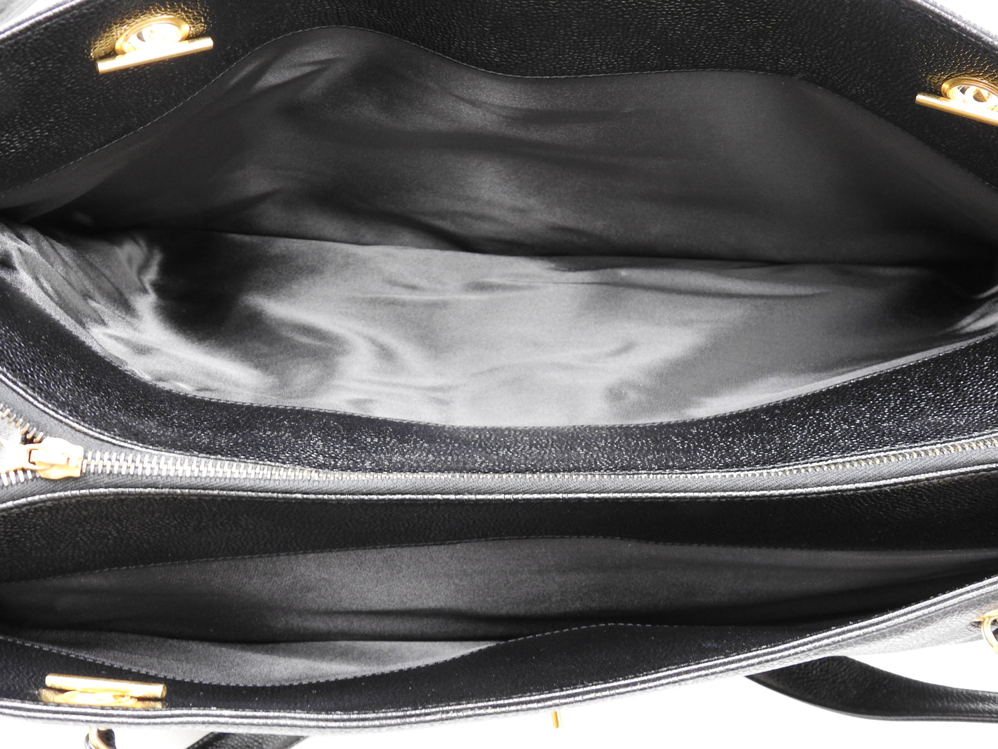 CHANEL Vintage Super Model Chain Shoulder Bag Tote Bag Caviarskin Black