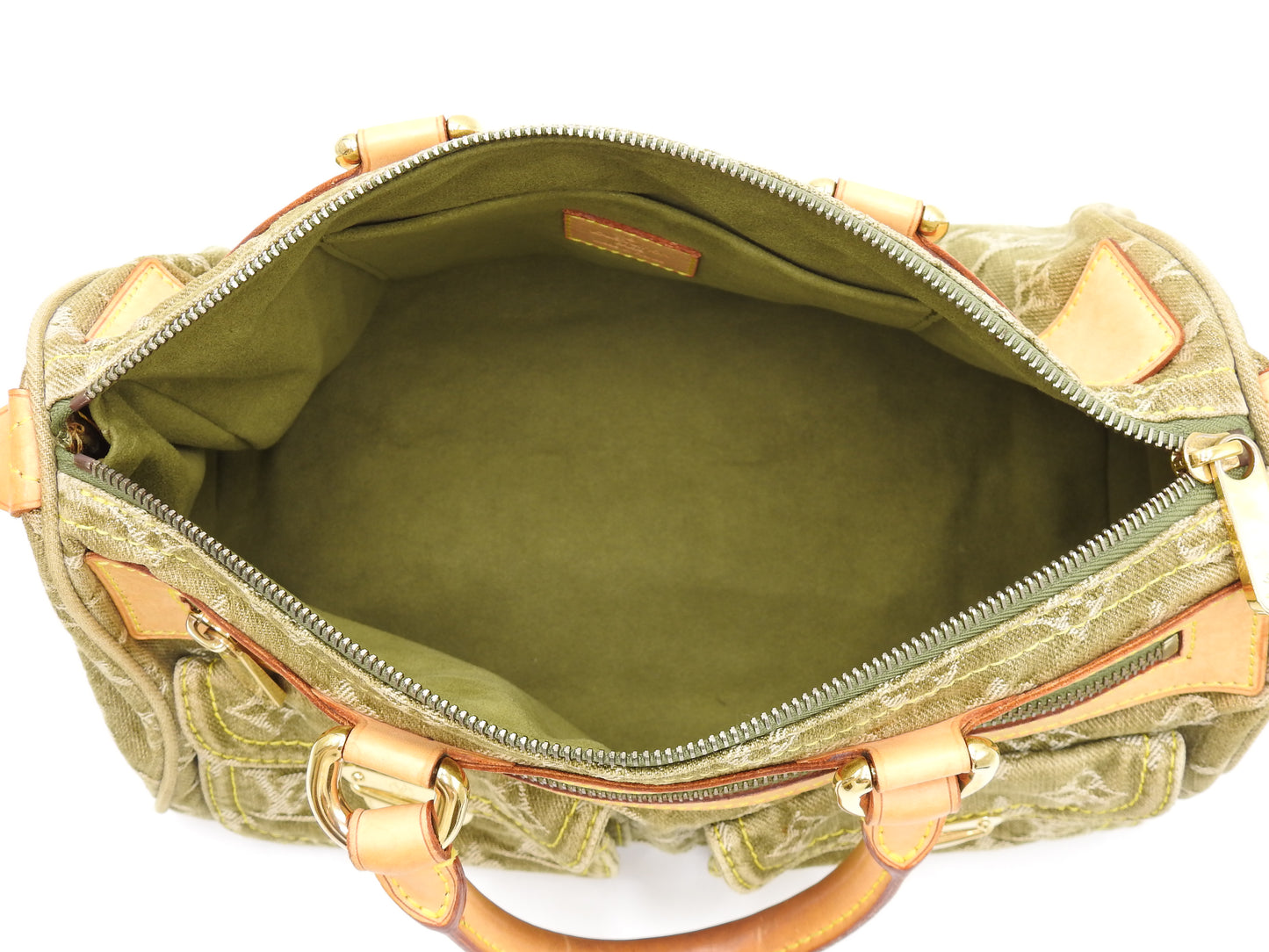 LOUIS VUITTON Monogram Denim Neo Speedy Hand Bag Boston Bag Khaki M95215