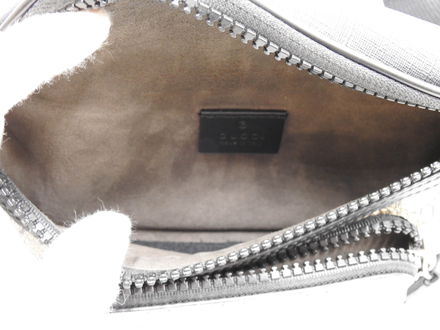 GUCCI GG Supreme Waist Body Belt Bag PVC Leather Beige Black Silver 450946