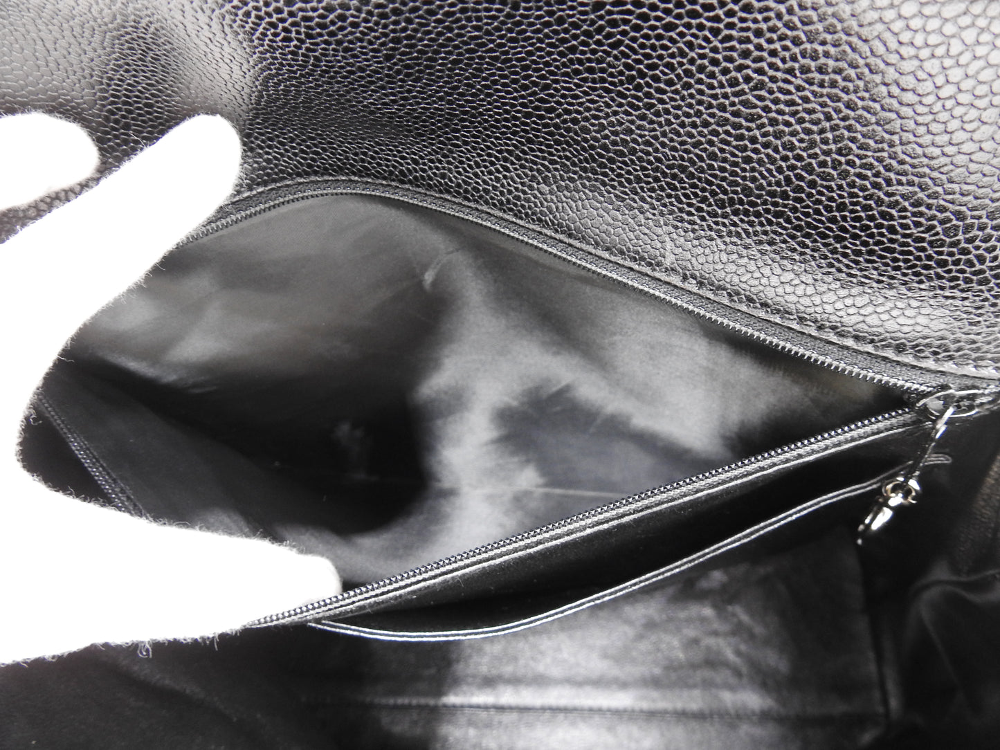CHANEL CC Matelasse Kelly Top Handle Bag Caviarskin Leather Black A12397