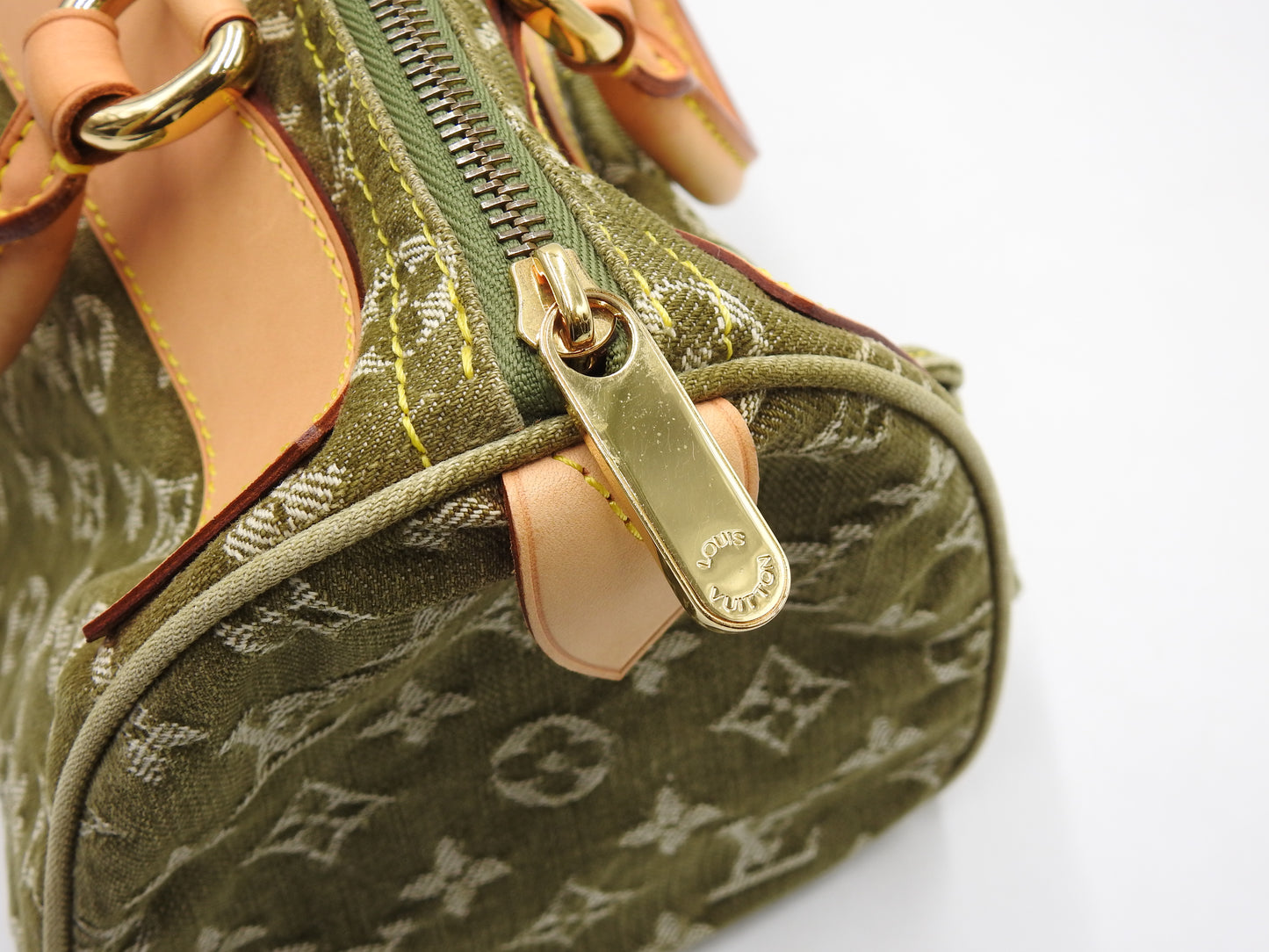 LOUIS VUITTON Monogram Denim Neo Speedy Hand Bag Boston Bag Khaki M95215