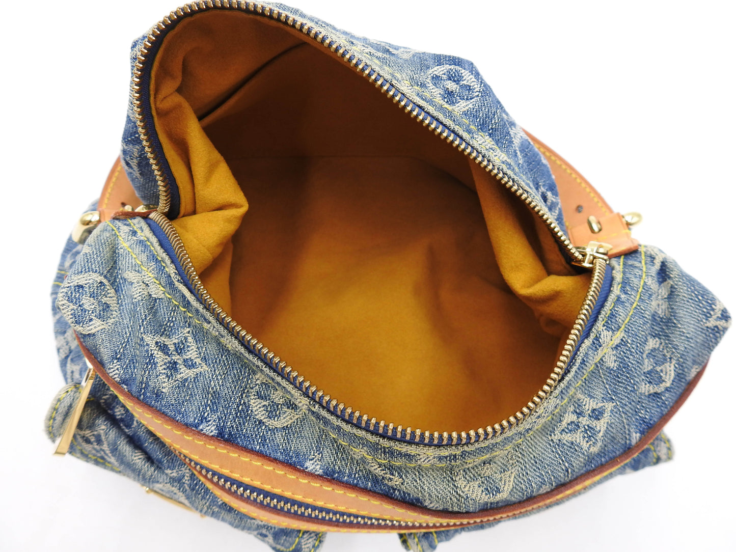 LOUIS VUITTON Baggy PM Monogram Denim Hand Bag Shoulder Bag Blue M95049