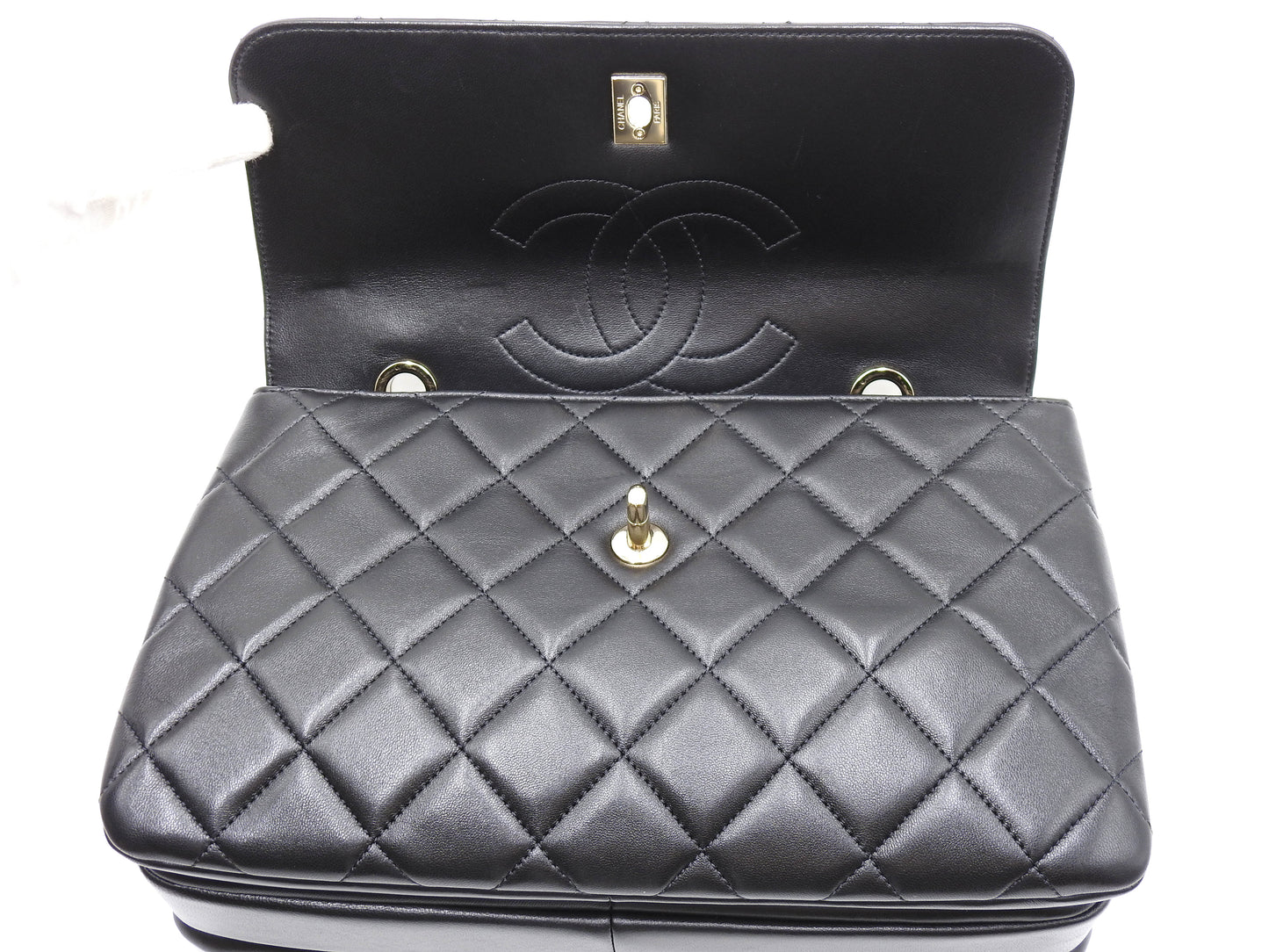 CHANEL Medium Trendy CC Top Handle Flap Shoulder Bag Lambskin Black A92237
