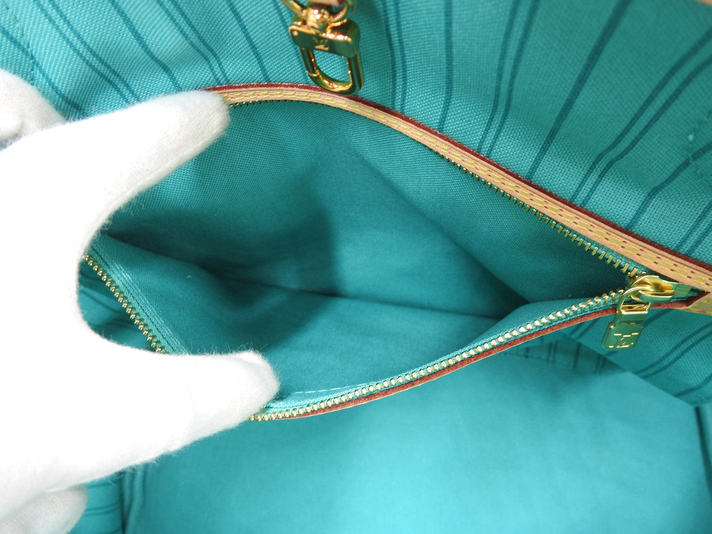 LOUIS VUITTON Monogram V Neverfull MM Tote Shoulder Bag Turquoise M41601