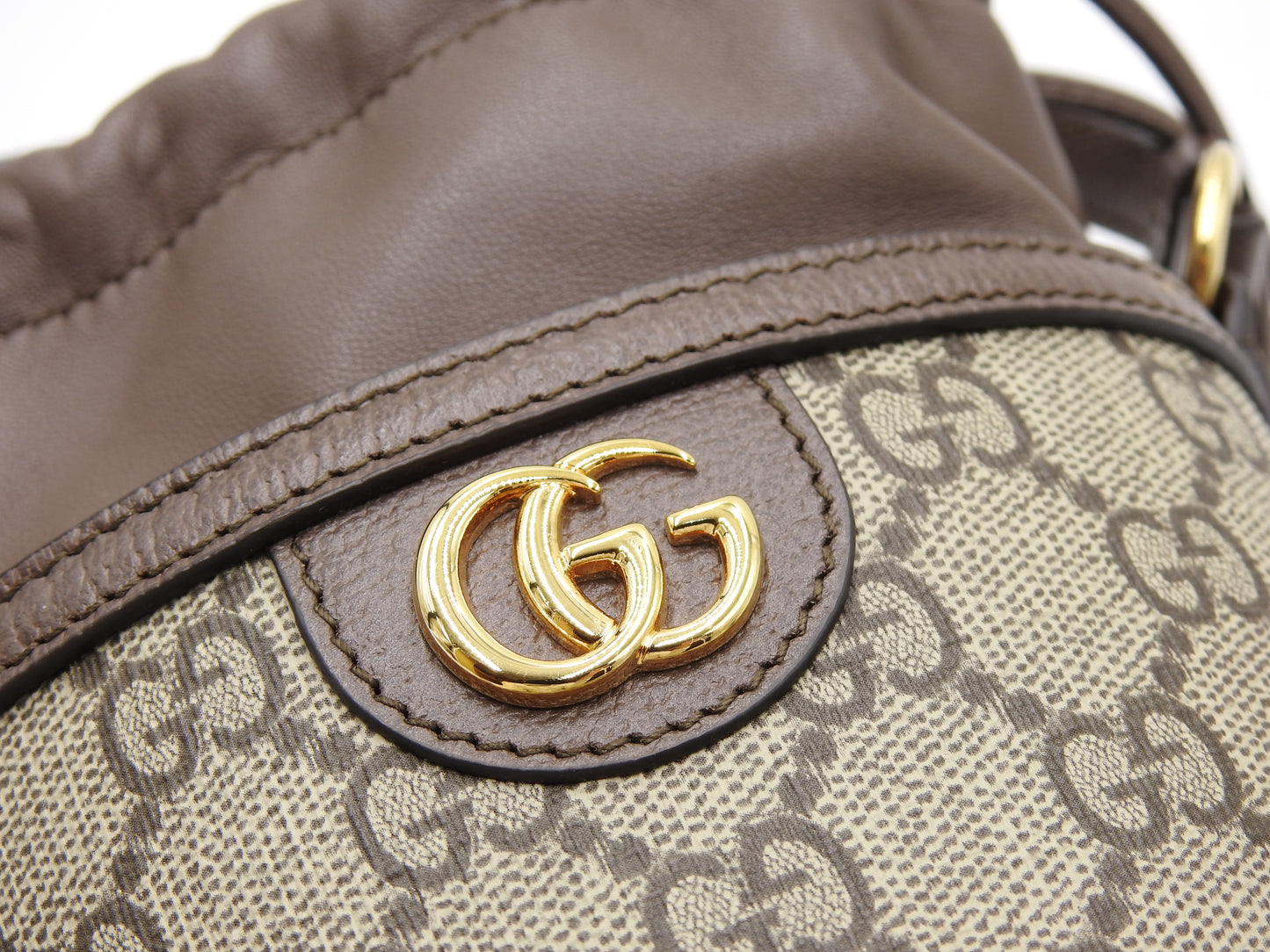 GUCCI GG Supreme Ophidia Bucket Bag Shoulder Hand Bag Beige Brown 760199