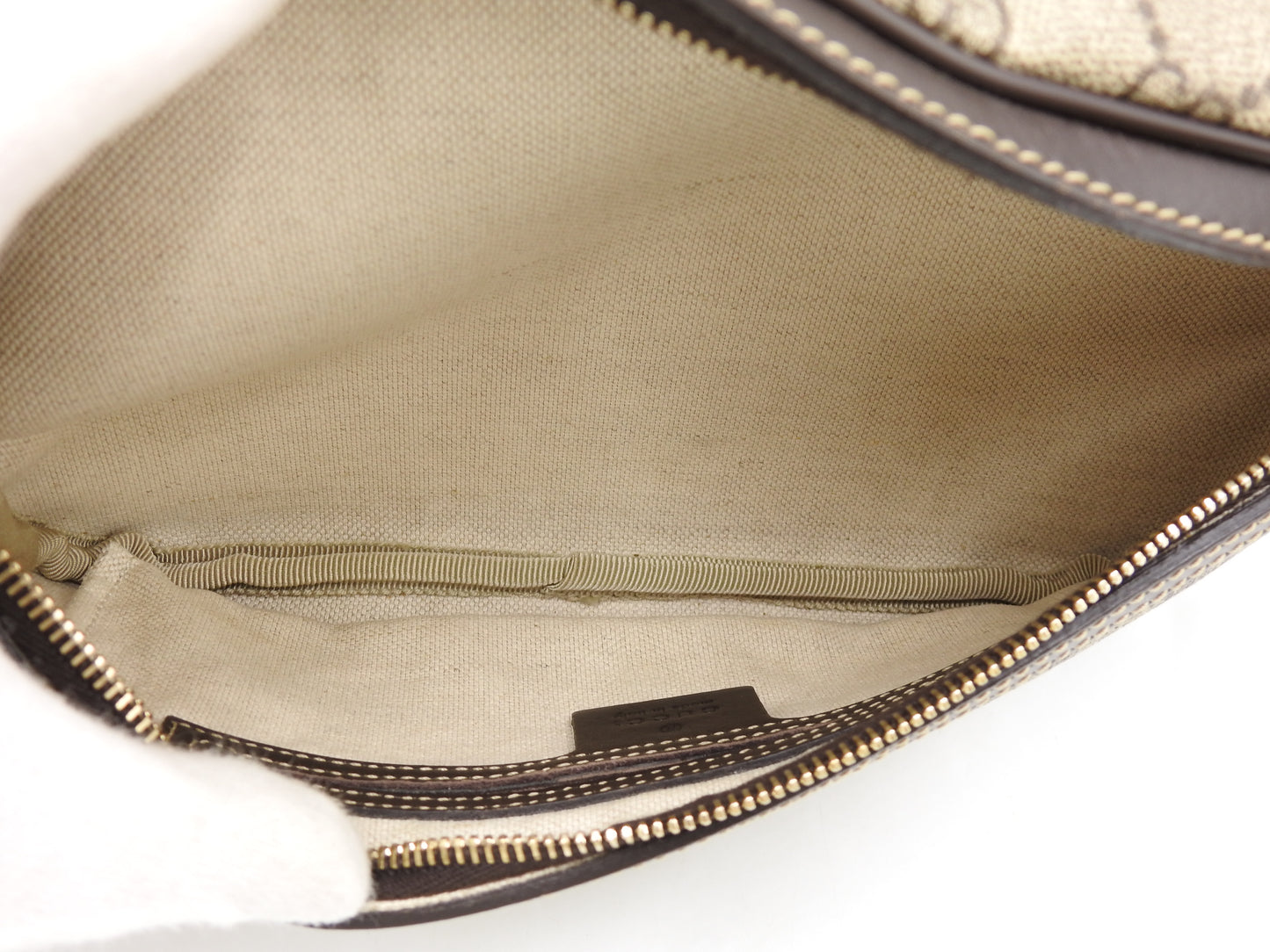 GUCCI GG Supreme Waist Body Belt Bag PVC Leather Beige Brown 23326