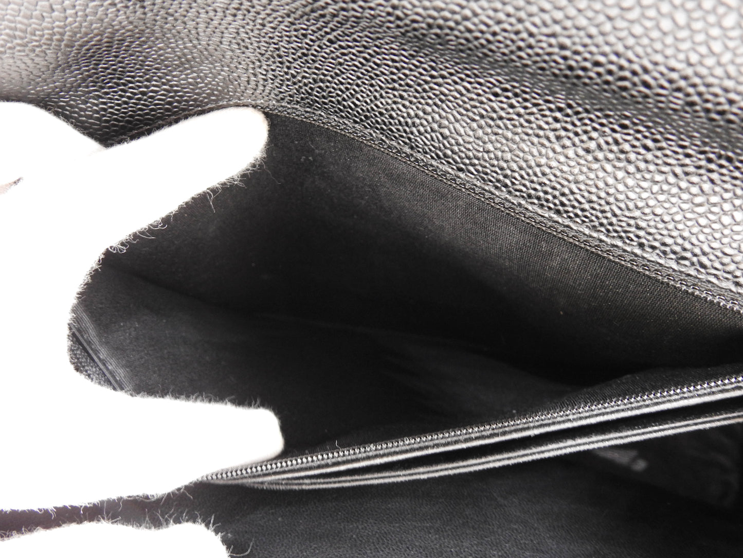 CHANEL CC Matelasse Kelly Top Handle Bag Caviarskin Leather Black A12397