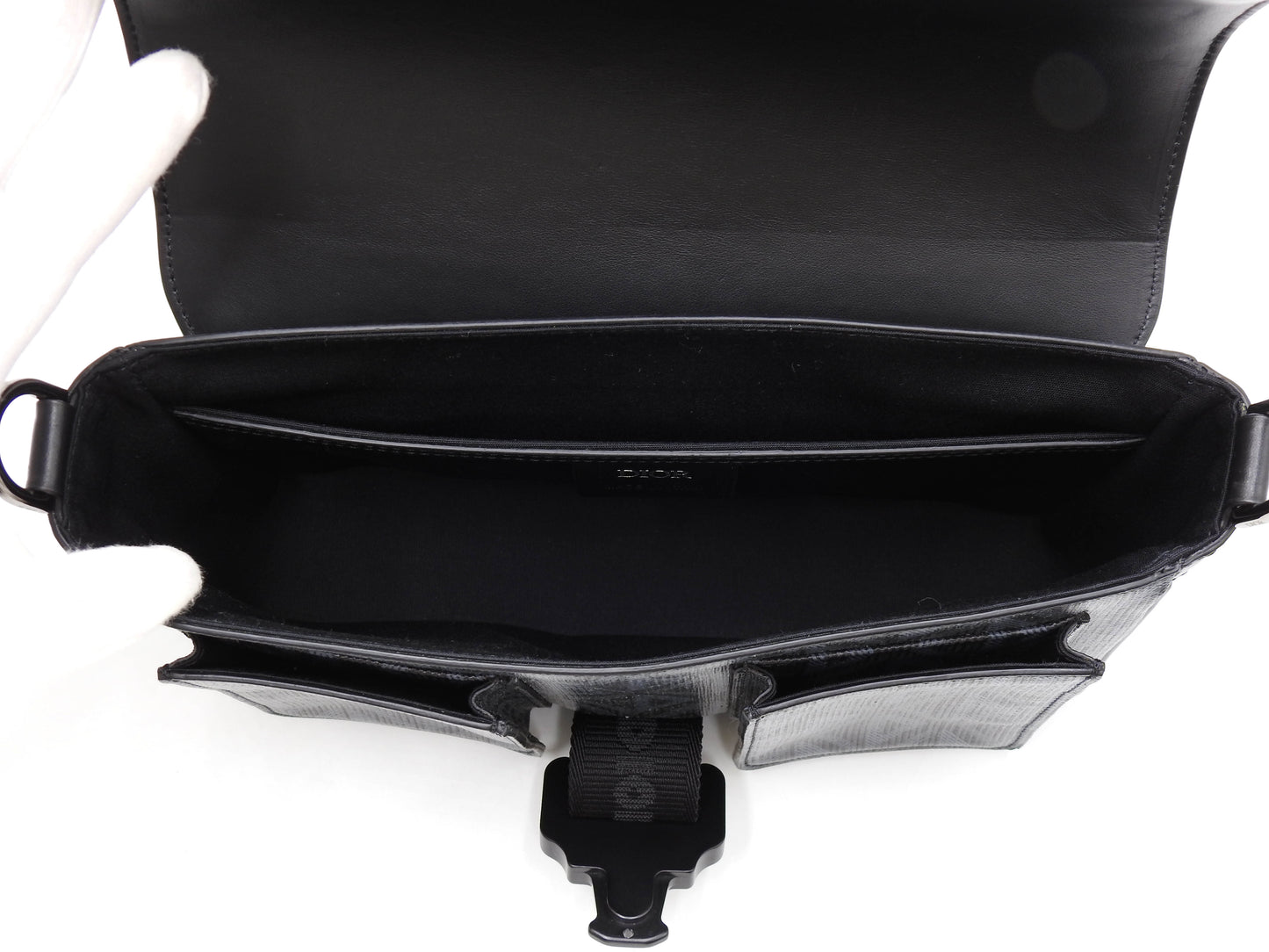 Christian Dior HIT THE ROAD CD Diamond Shoulder Bag PVC Leather Black