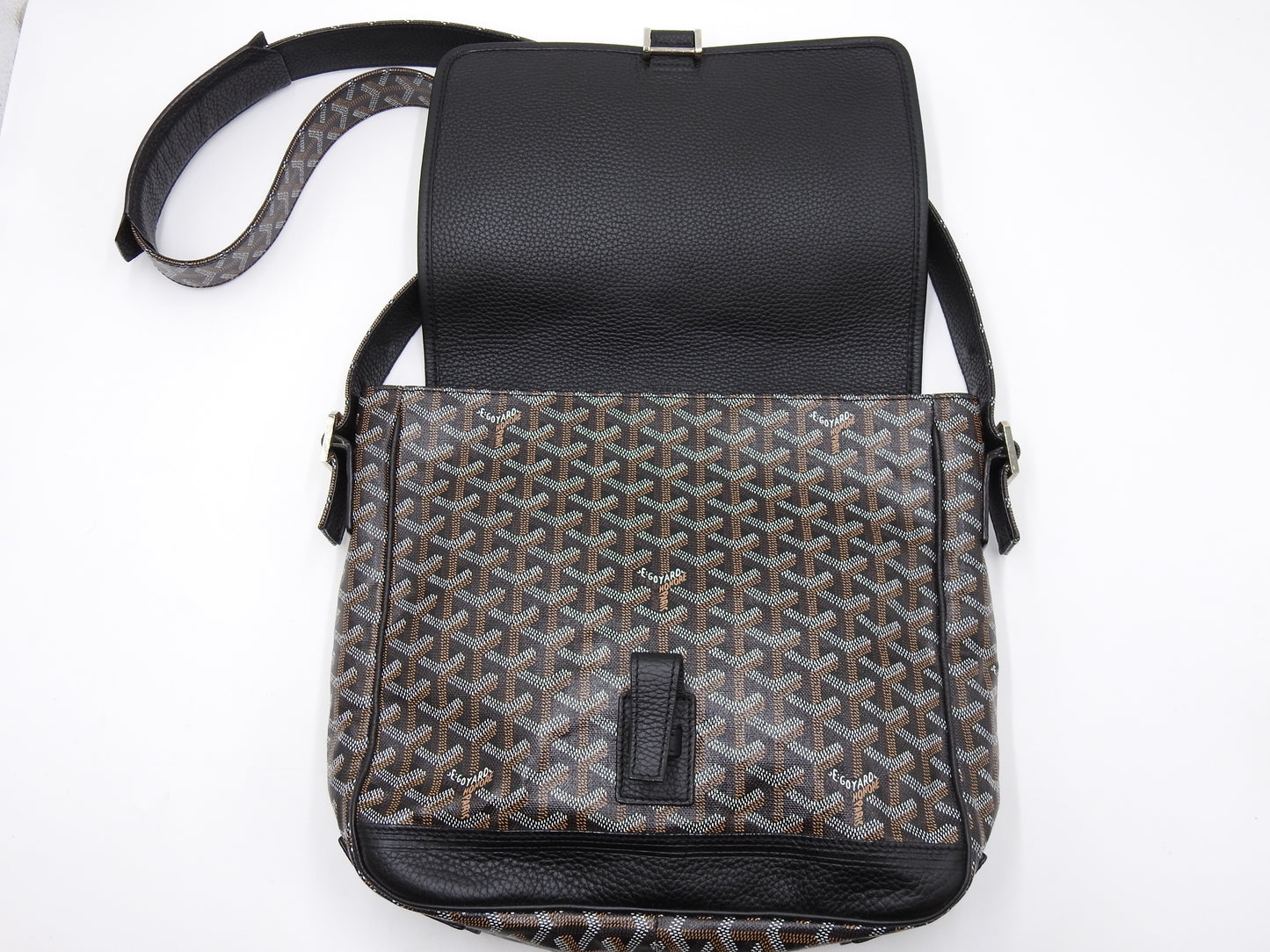 GOYARD Goyardine Grand Bleu MM Shoulder Bag PVC Canvas Leather Black