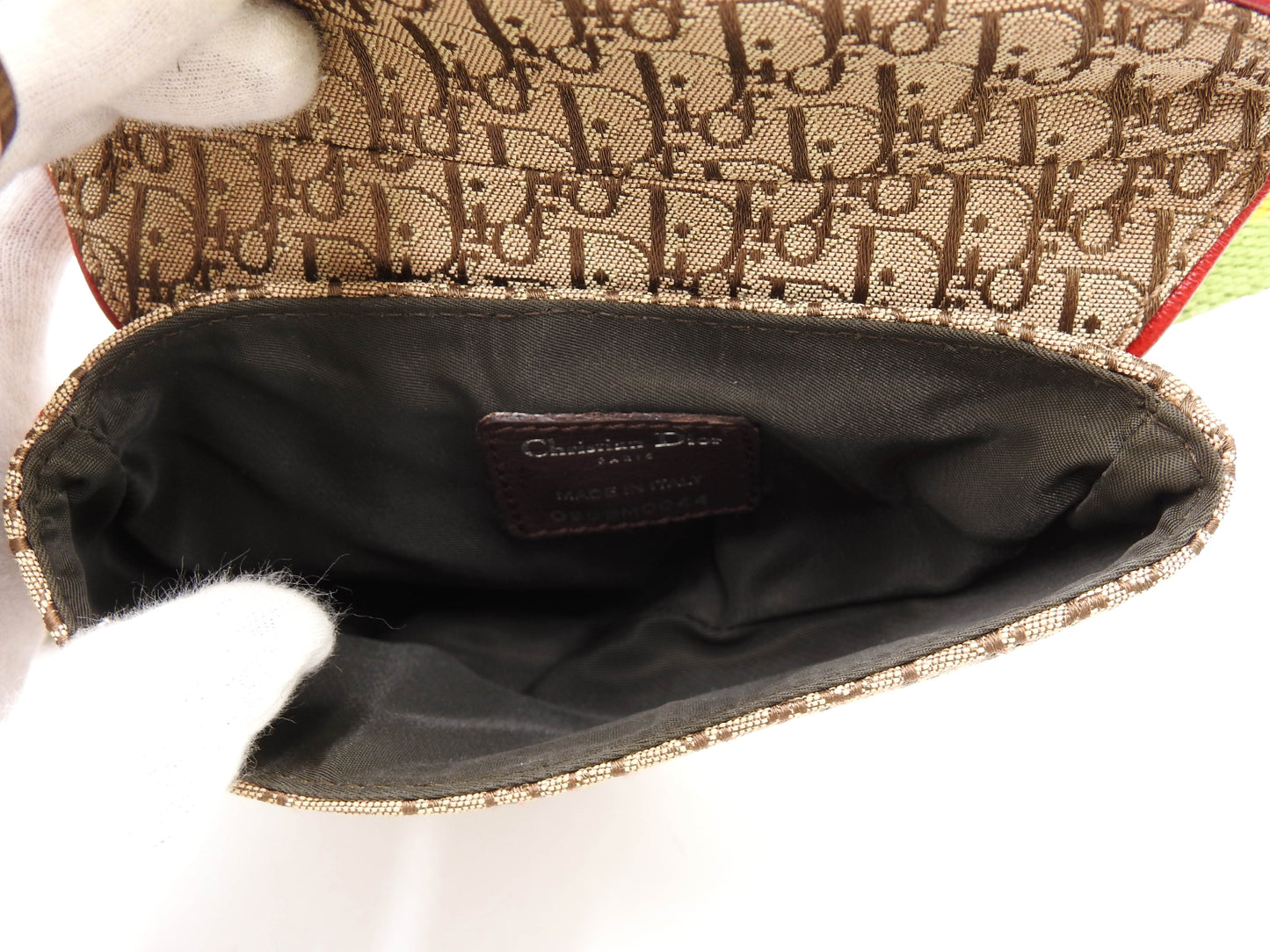 Christian Dior Rasta Trotter Saddle Belt Body Waist Bag Beige Multicolor