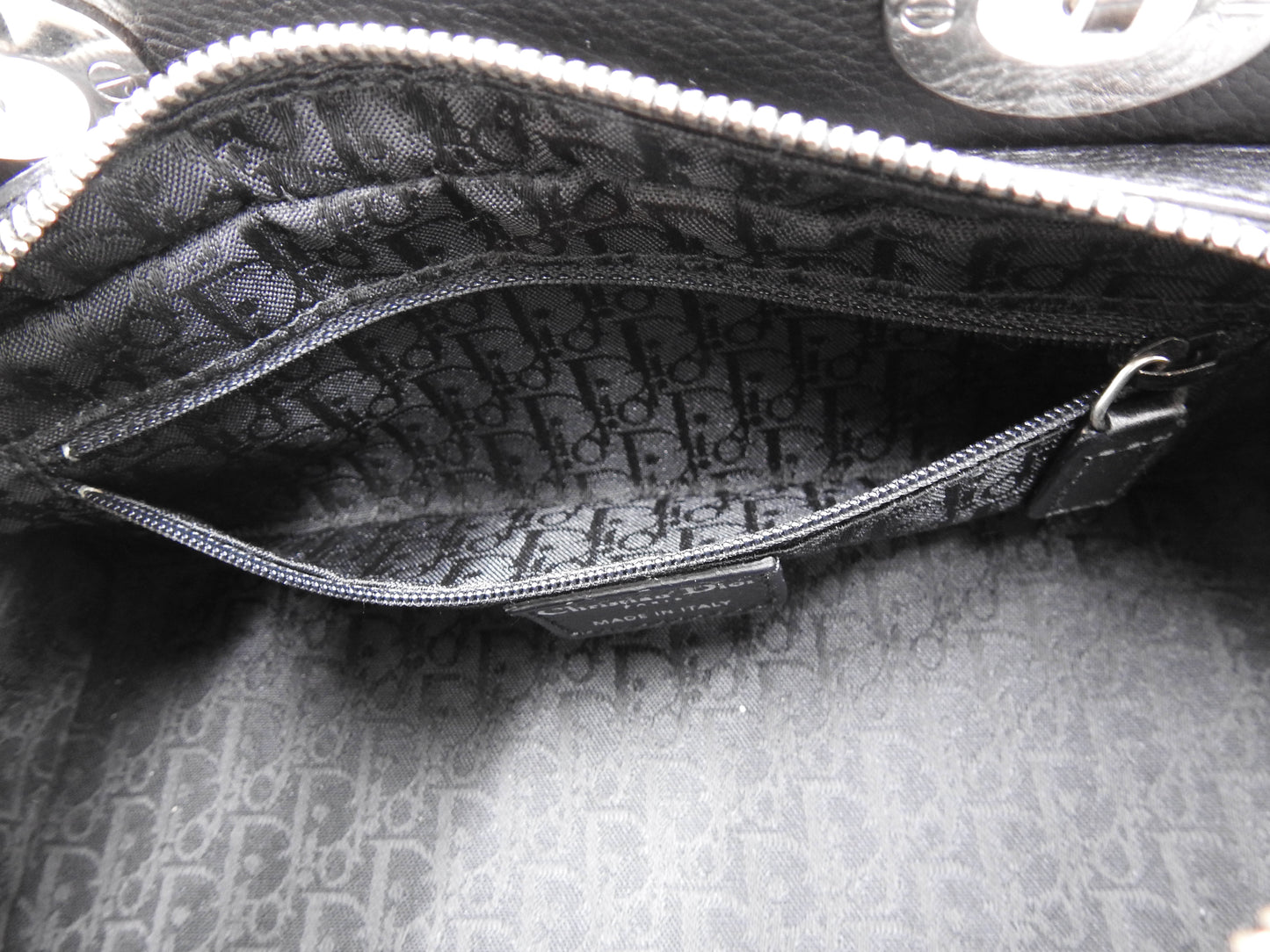 Christian Dior Lady Dior Small East West Cannage Hand Bag Calfskin Black