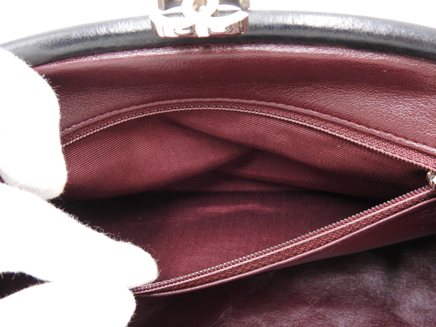CHANEL Timeless CC Matelasse Clutch Second Bag Lambskin Black Silver