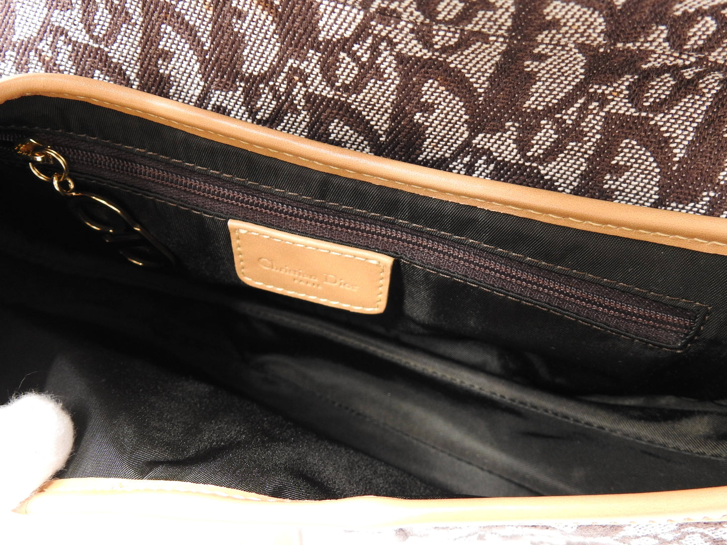 Christian Dior Trotter Oblique Saddle Bag Shoulder Hand Bag Canvas Brown