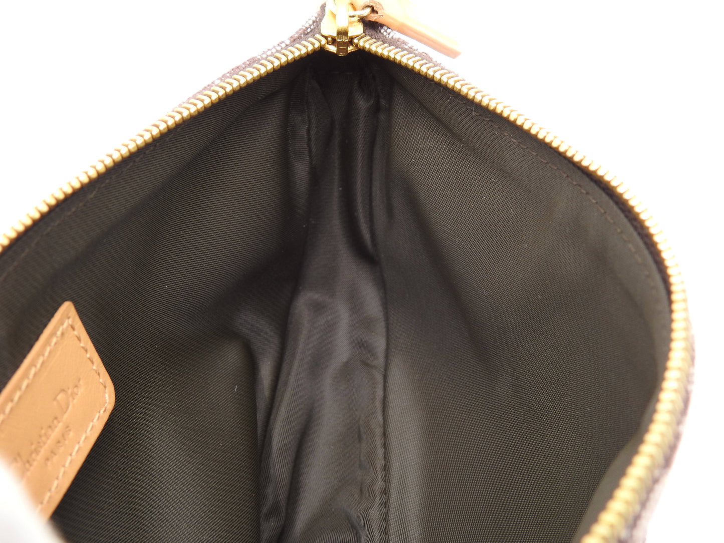 Christian Dior Trotter Saddle Pouch Shoulder Hand Bag Canvas Leather Brown