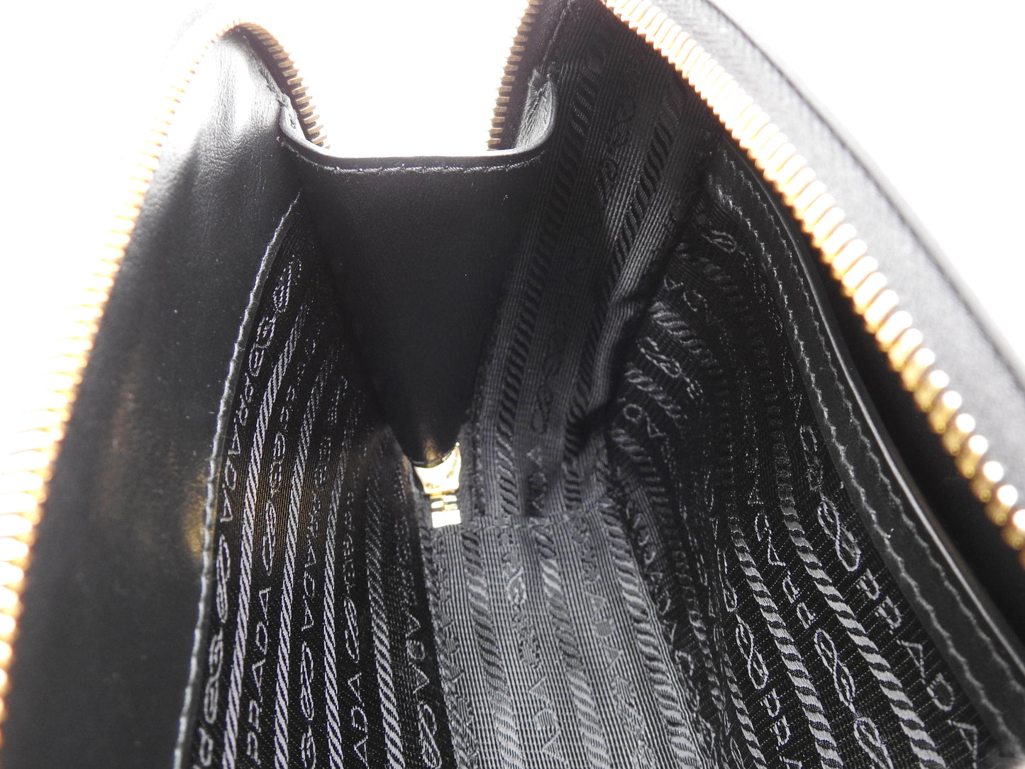 PRADA SAFFIANO TRAVEL SMALL BRIQUE Shoulder Bag Leather Gold 2VH070