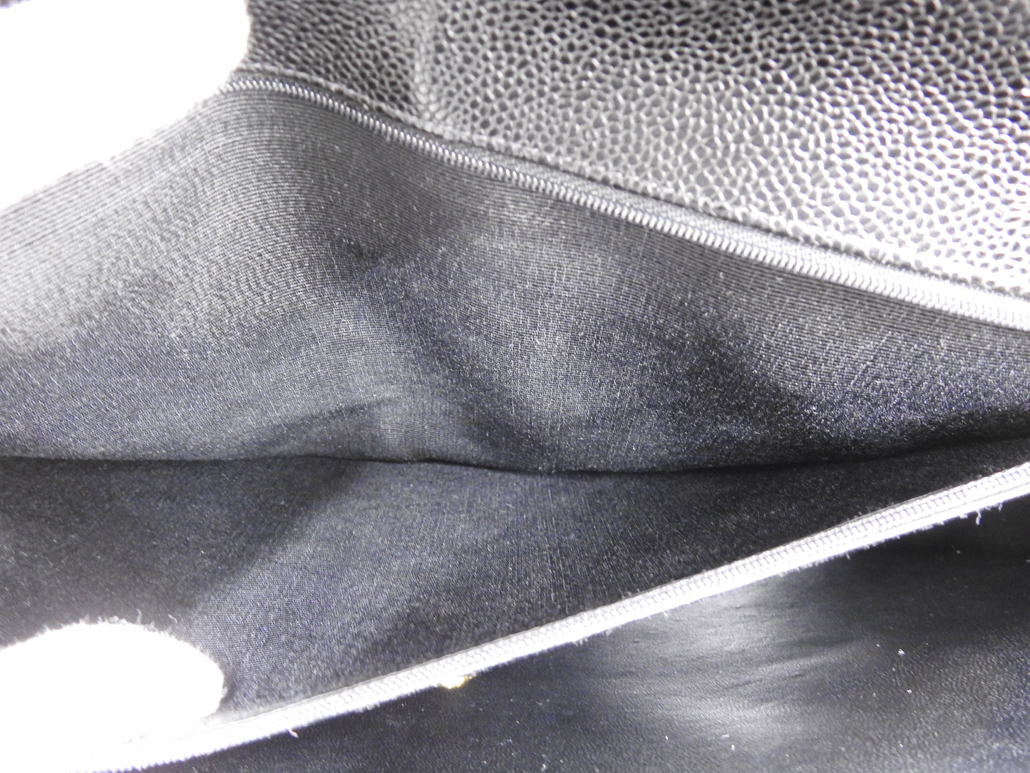 CHANEL CC Matelasse Briefcase Business Bag Caviarskin Leather Black Gold