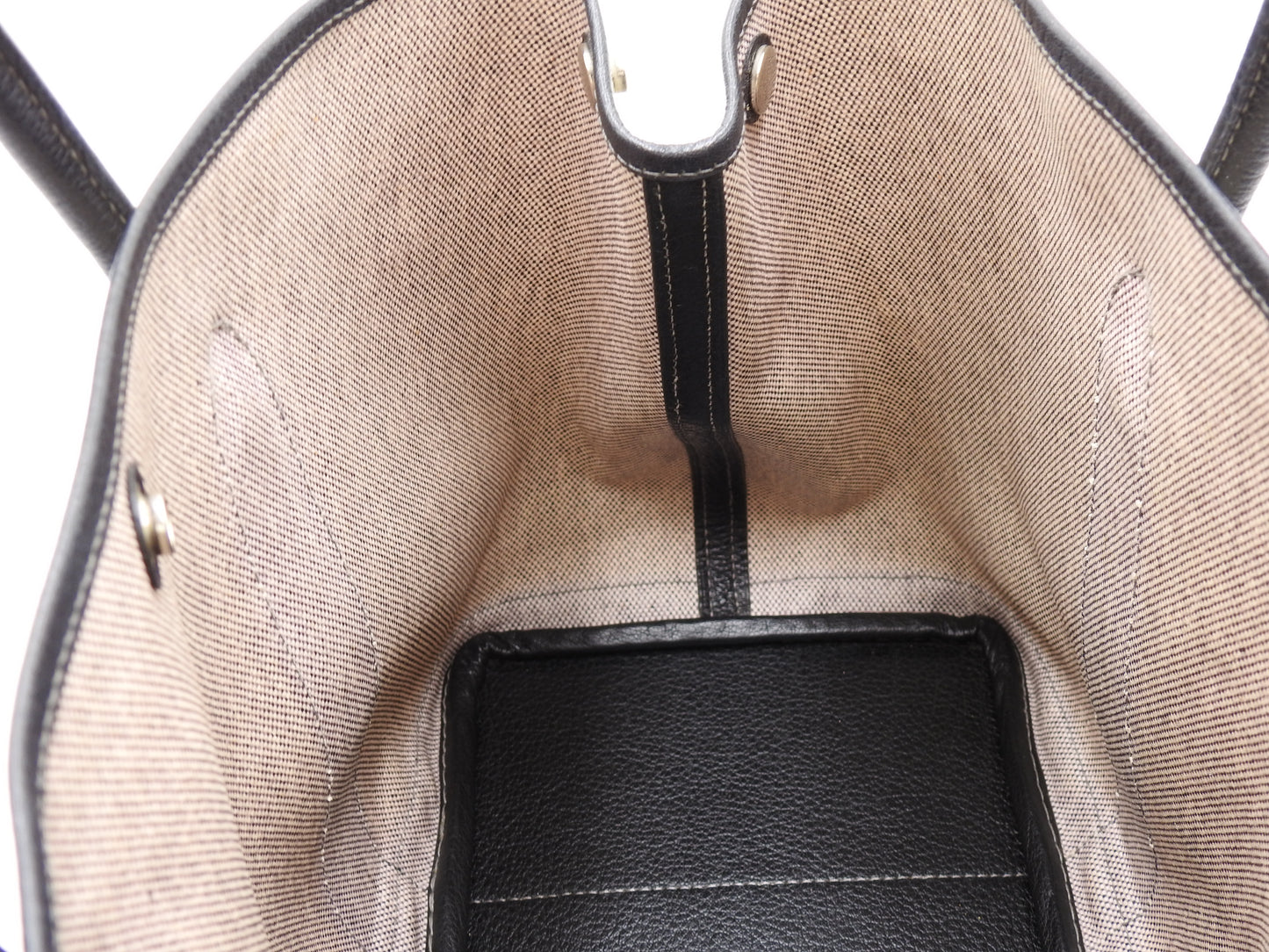 HERMES Garden Party PM Tote Bag Gray Black Toile H Buffle Leather □H