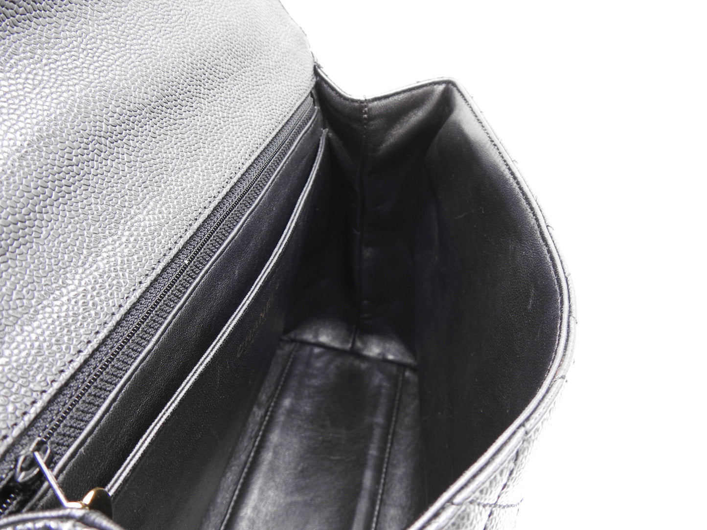 CHANEL CC Matelasse Kelly Top Handle Bag Caviarskin Leather Black A12397