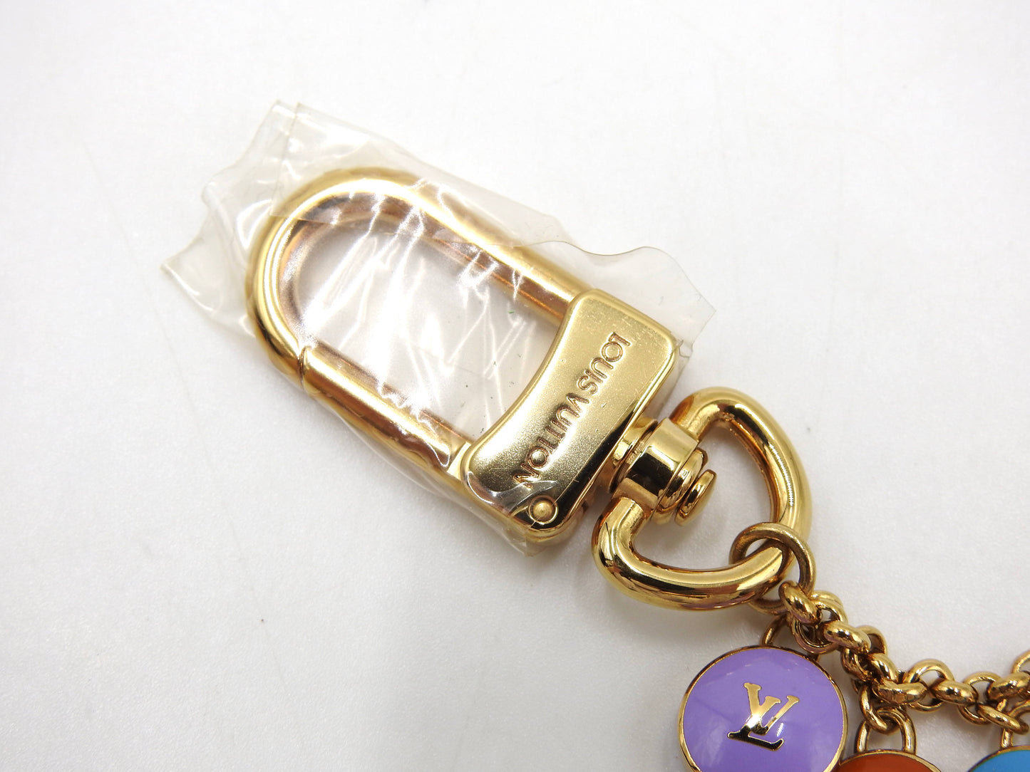 LOUIS VUITTON Porte Cles Chaine Pastille Bag Charm Key Holder Gold M65380