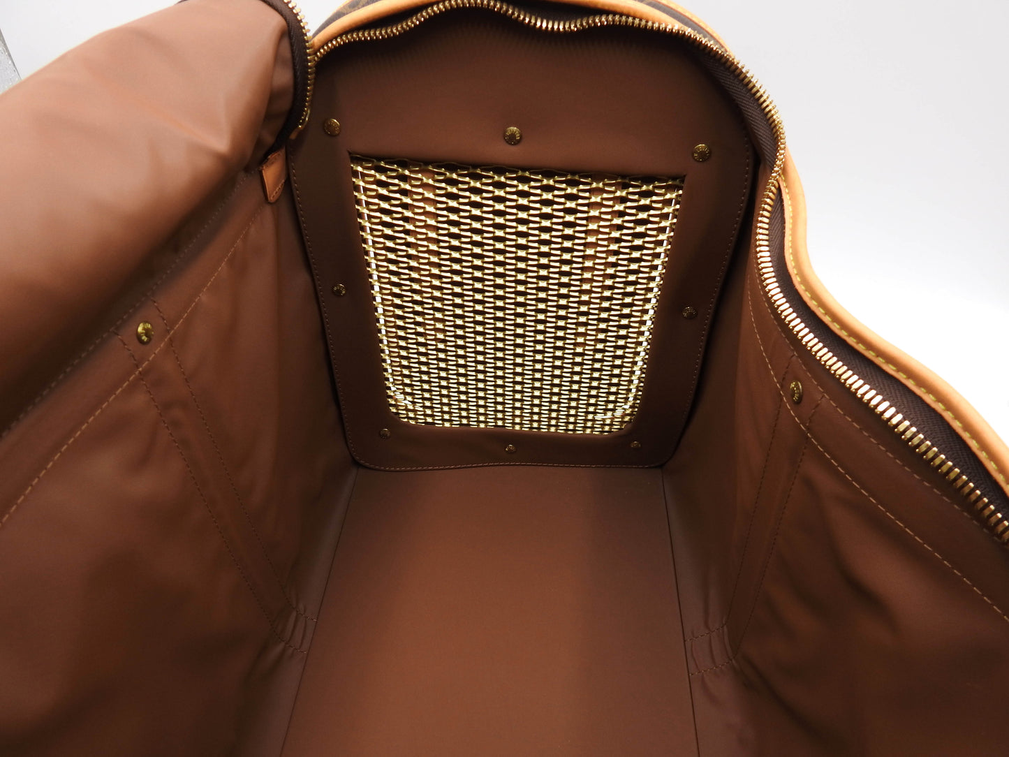 LOUIS VUITTON Monogram Sac Chien 50 Pet Carry Bag Hand Bag Gold M42021