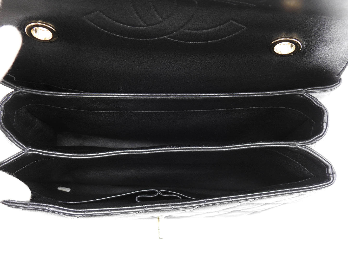 CHANEL Medium Trendy CC Top Handle Flap Shoulder Bag Lambskin Black A92237