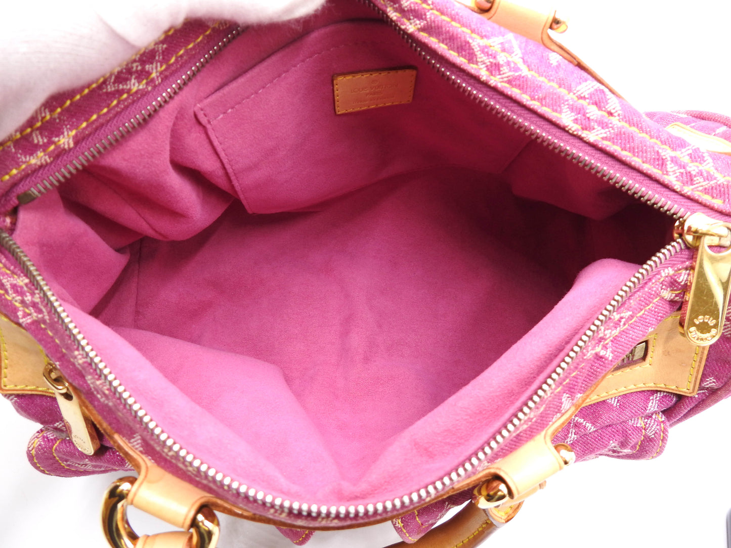 LOUIS VUITTON Monogram Denim Neo Speedy Hand Bag Boston Bag Pink M95214