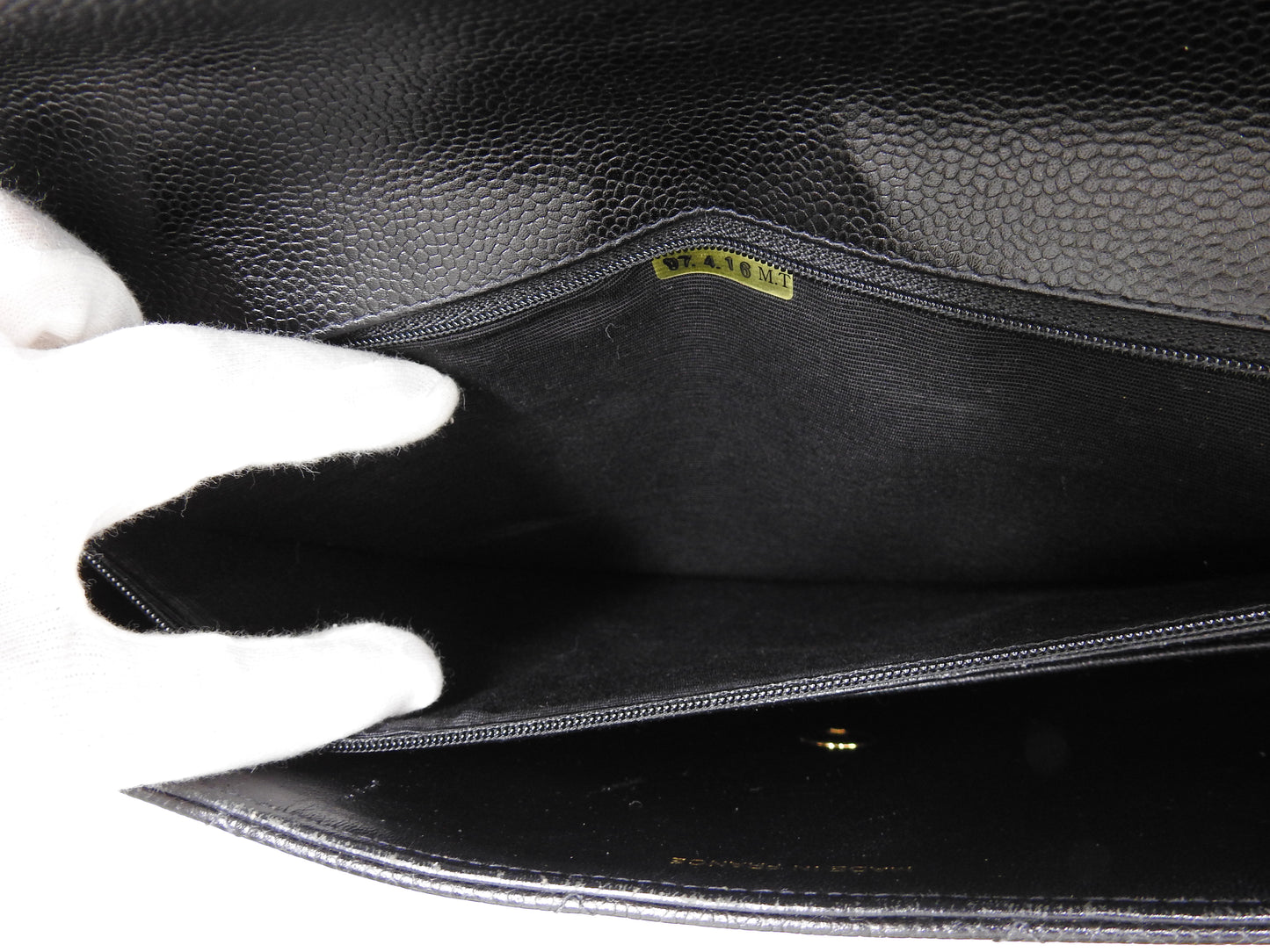 CHANEL CC Matelasse Briefcase Business Bag Caviarskin Leather Black Gold