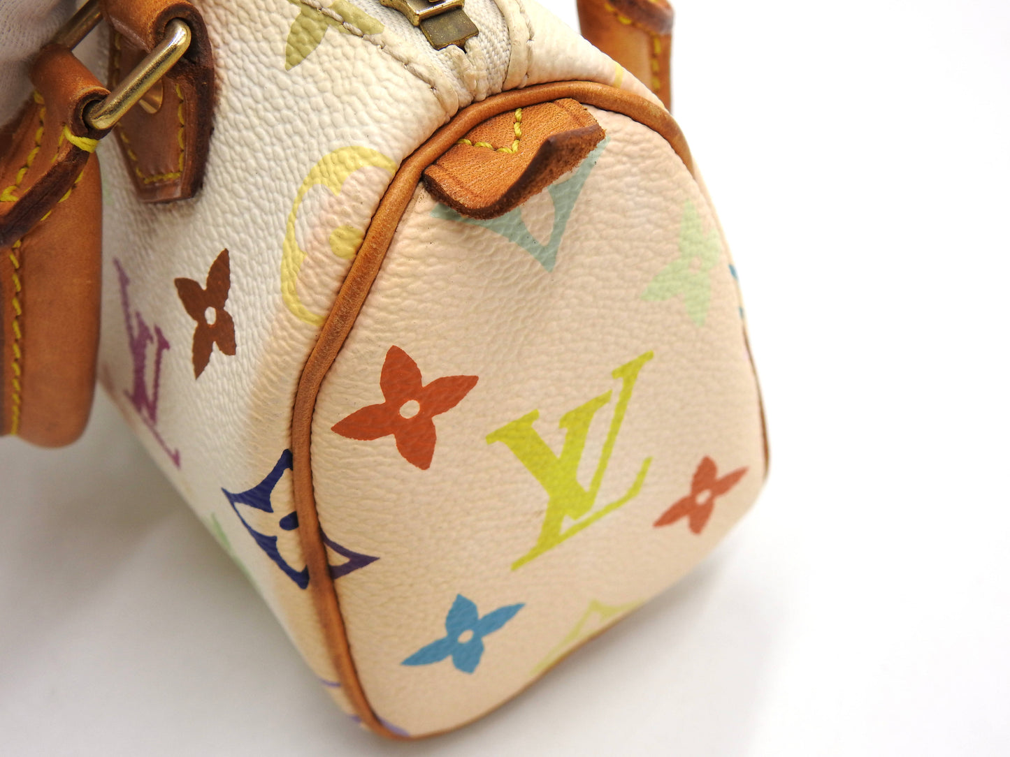 LOUIS VUITTON Monogram Mini Speedy Hand Bag Multicolor Bron White M92645
