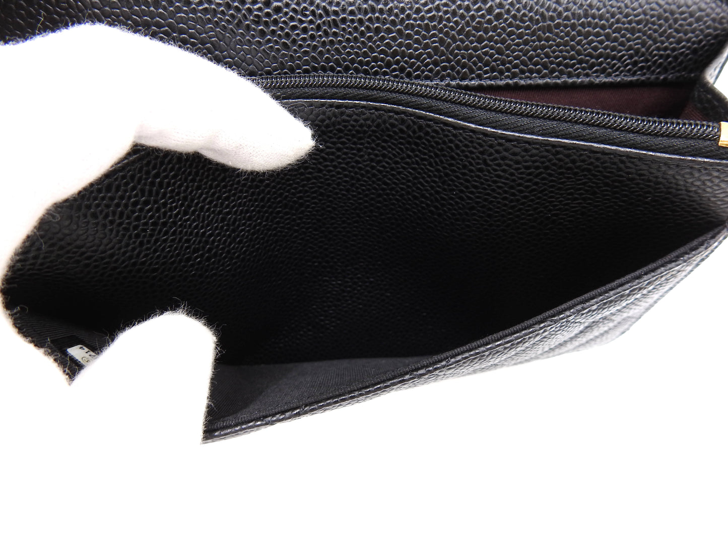 CHANEL CC Matelasse Wallet On Chain Shoulder Bag Caviarskin Black AP0250
