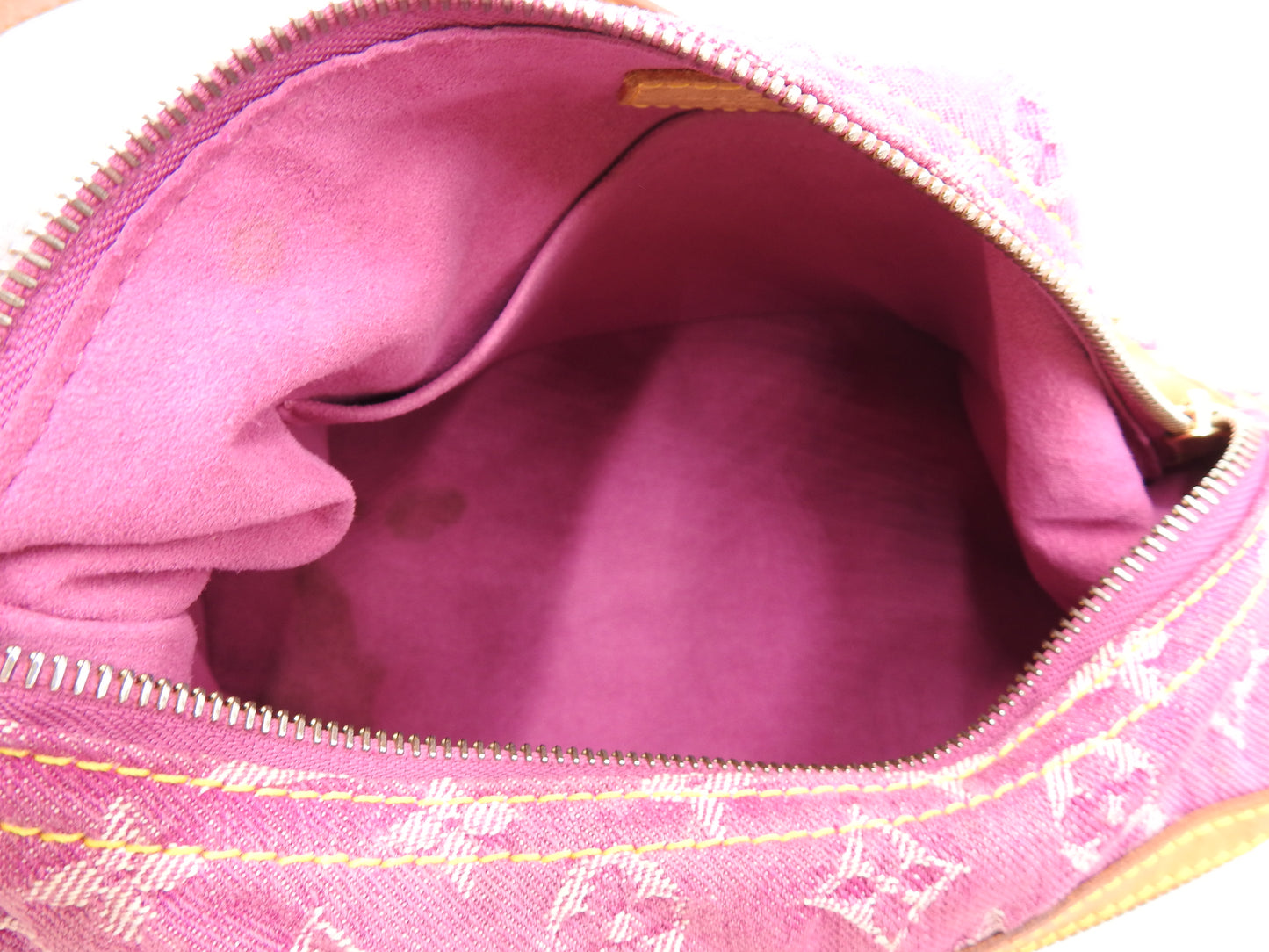 LOUIS VUITTON Baggy PM Monogram Denim Shoulder Bag Fuchsia Pink M95210